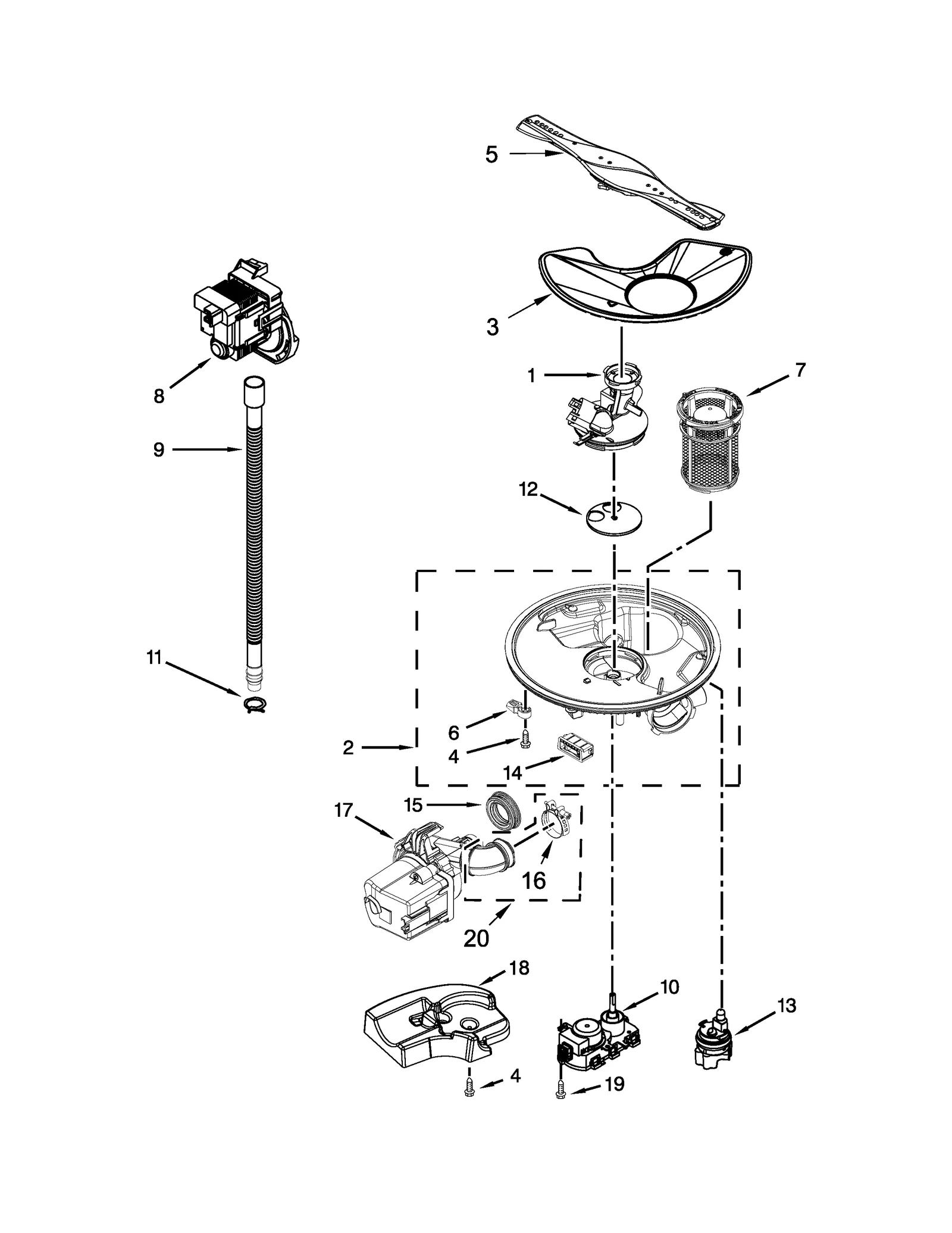 PUMP, WASHARM AND MOTOR PARTS