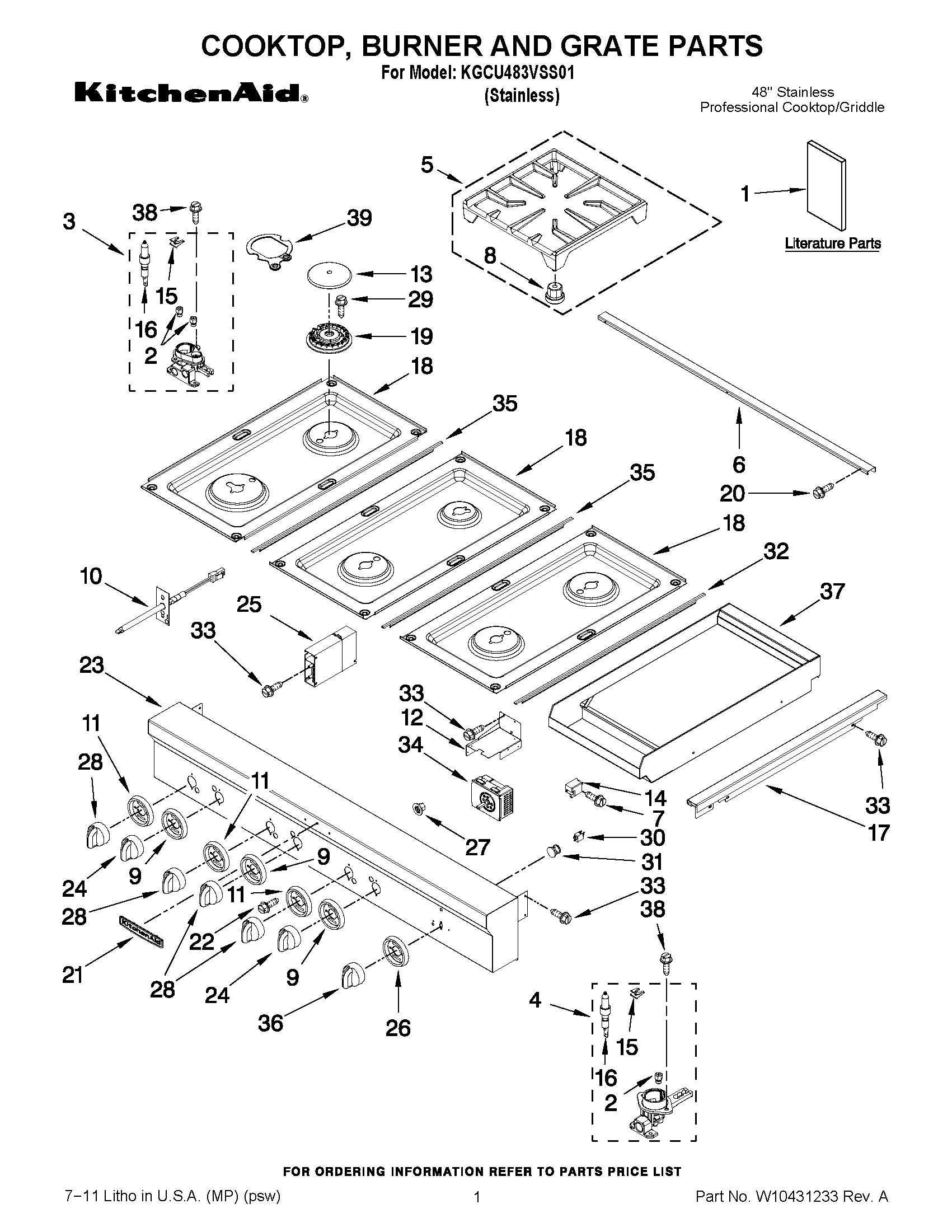01 - COOKTOP, BURNER AND GRATE PARTS