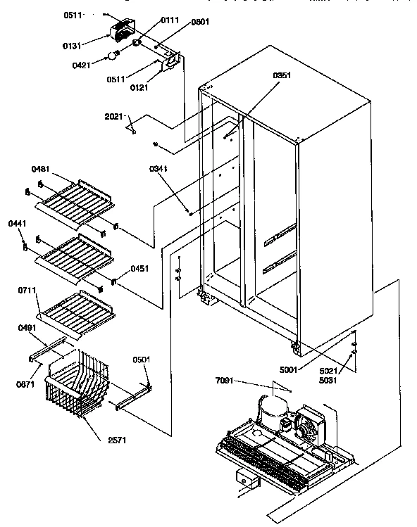 FREEZER SHELVES AND LIGHT