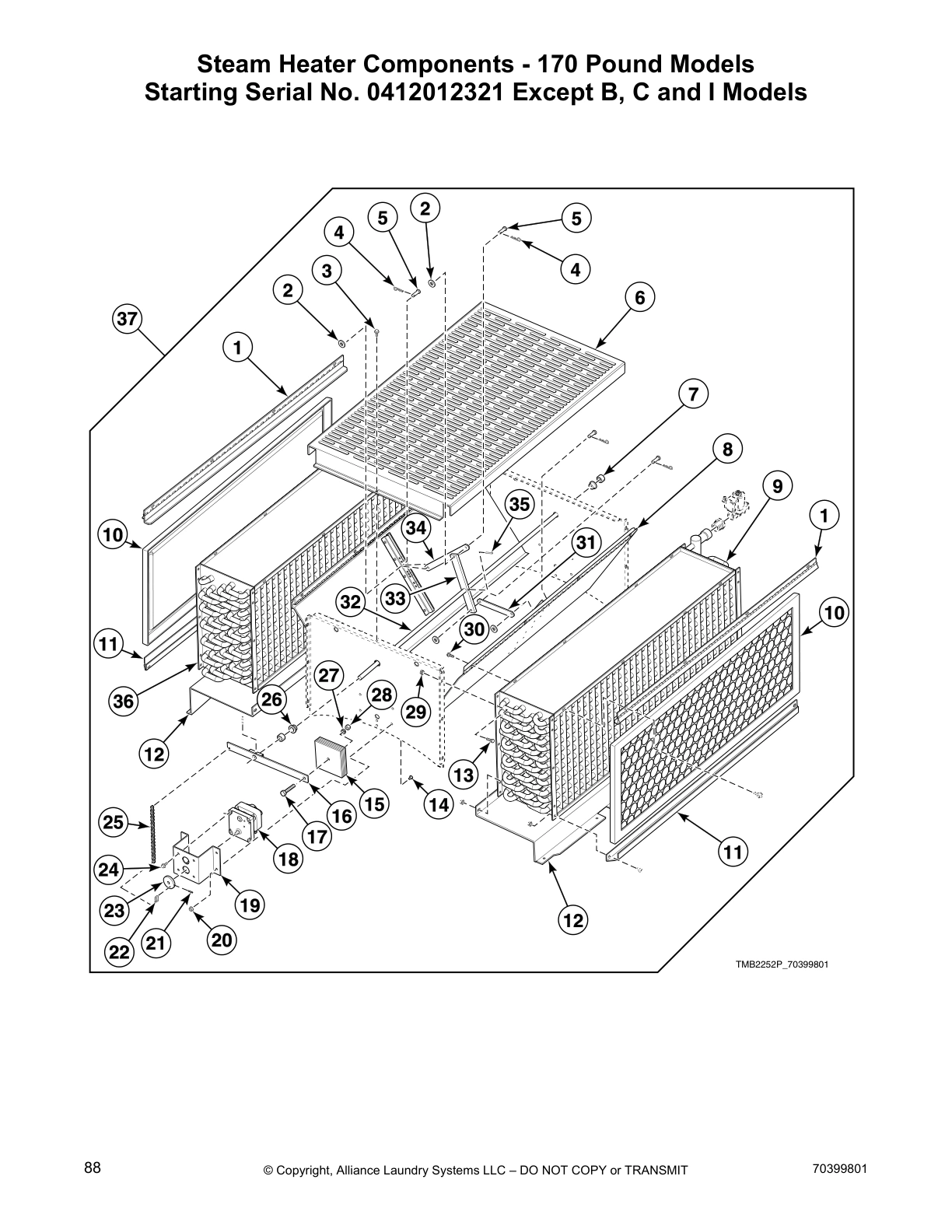 Steam Heater Components - 170 Pound Models
Starting Serial No. 0412012321 Except B, C and I Models