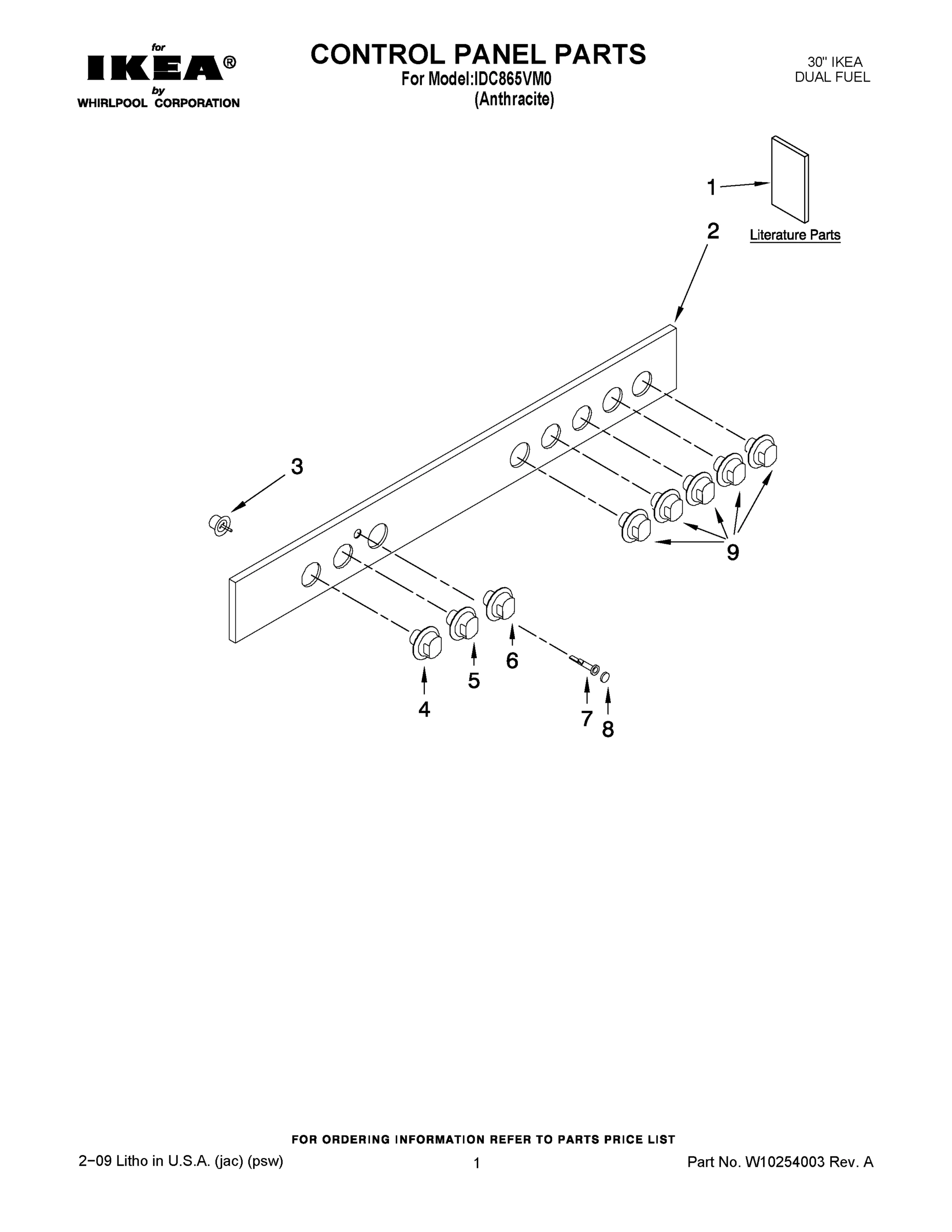 01 - CONTROL PANEL PARTS