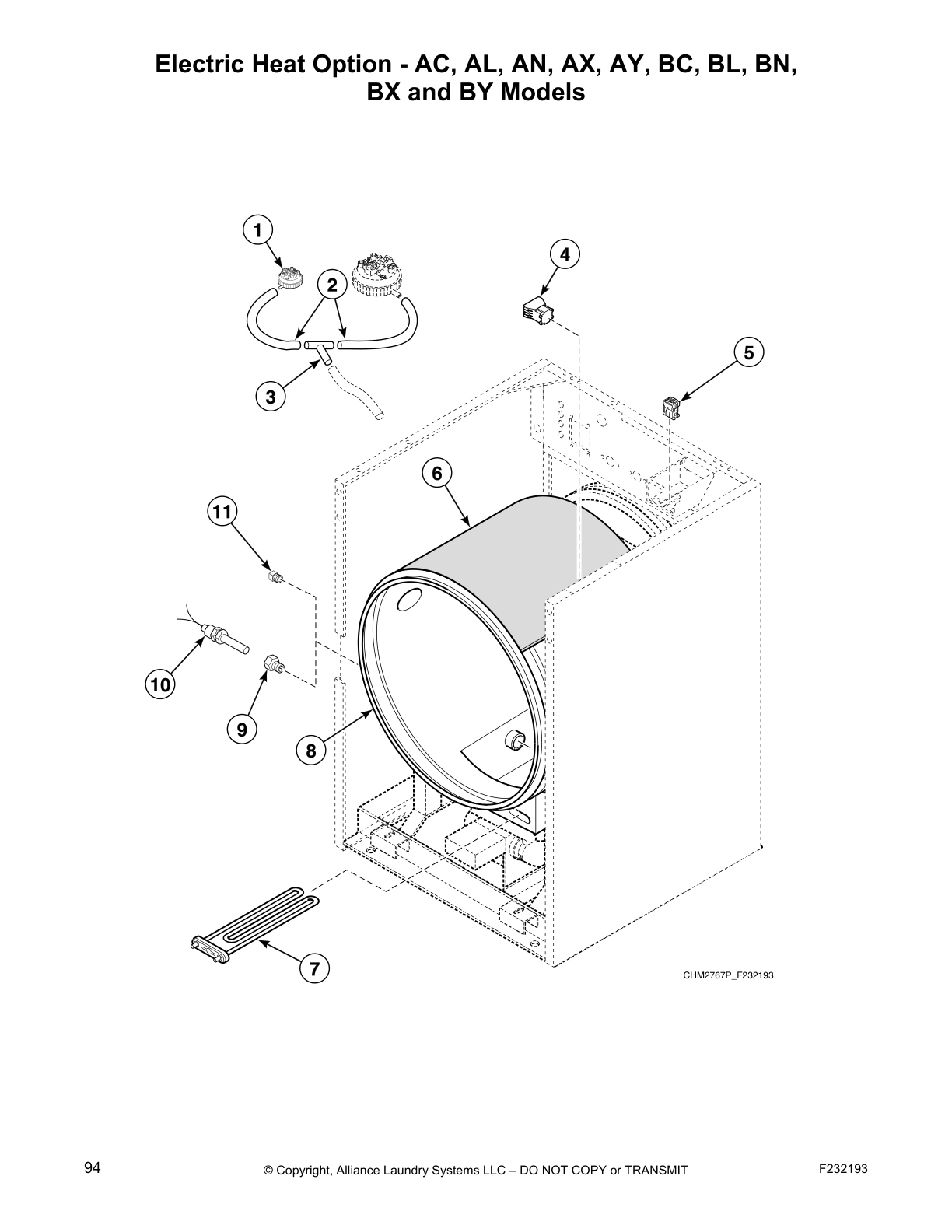 Electric Heat Option - AC, AL, AN, AX, AY, BC, BL, BN,
BX and BY Models