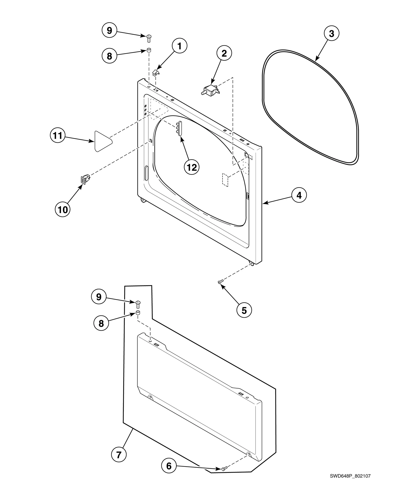Dryer Access Panel, Front Panel and Seal