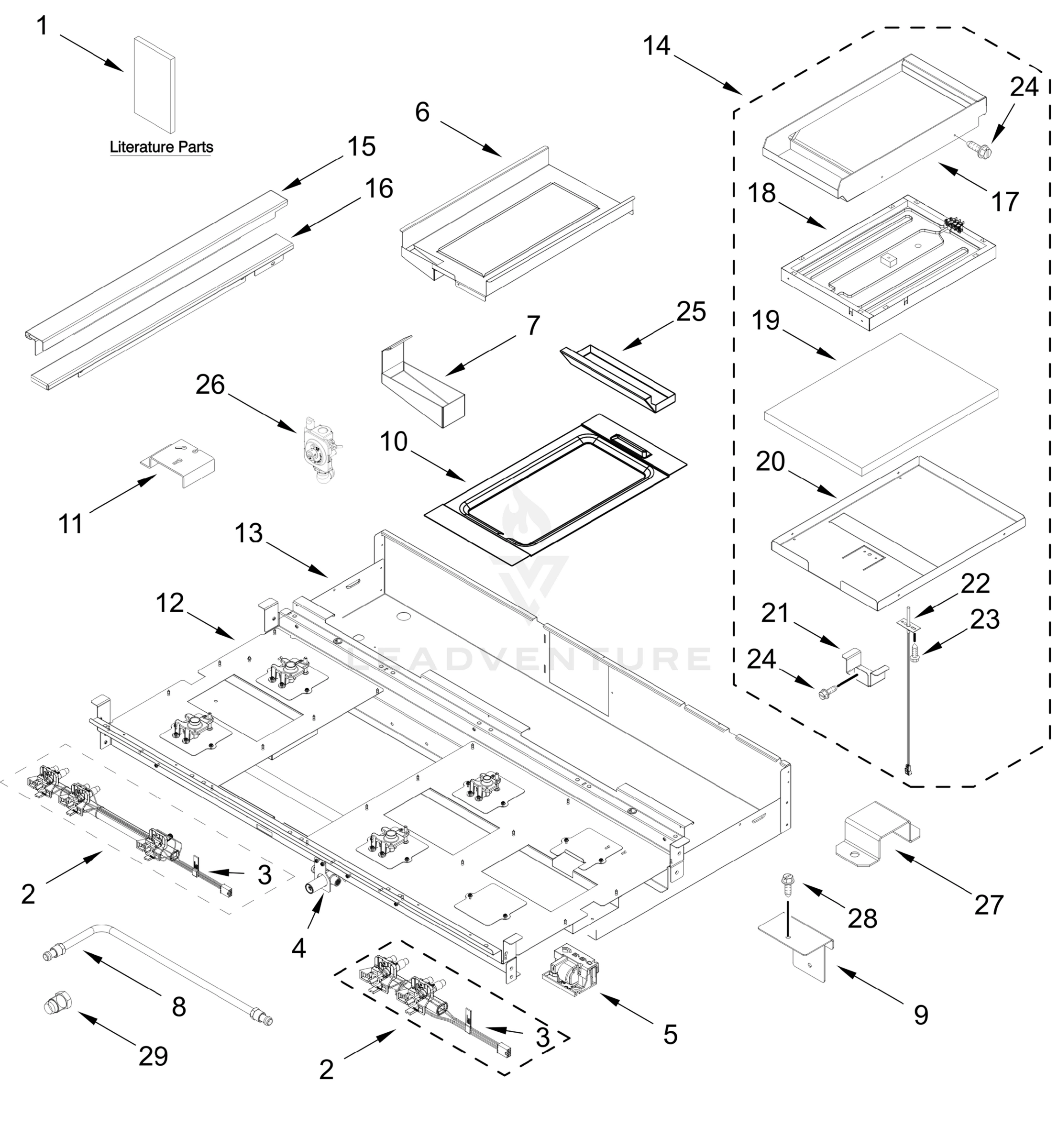 BURNER BOX, GRIDDLE, AND GRILL PARTS