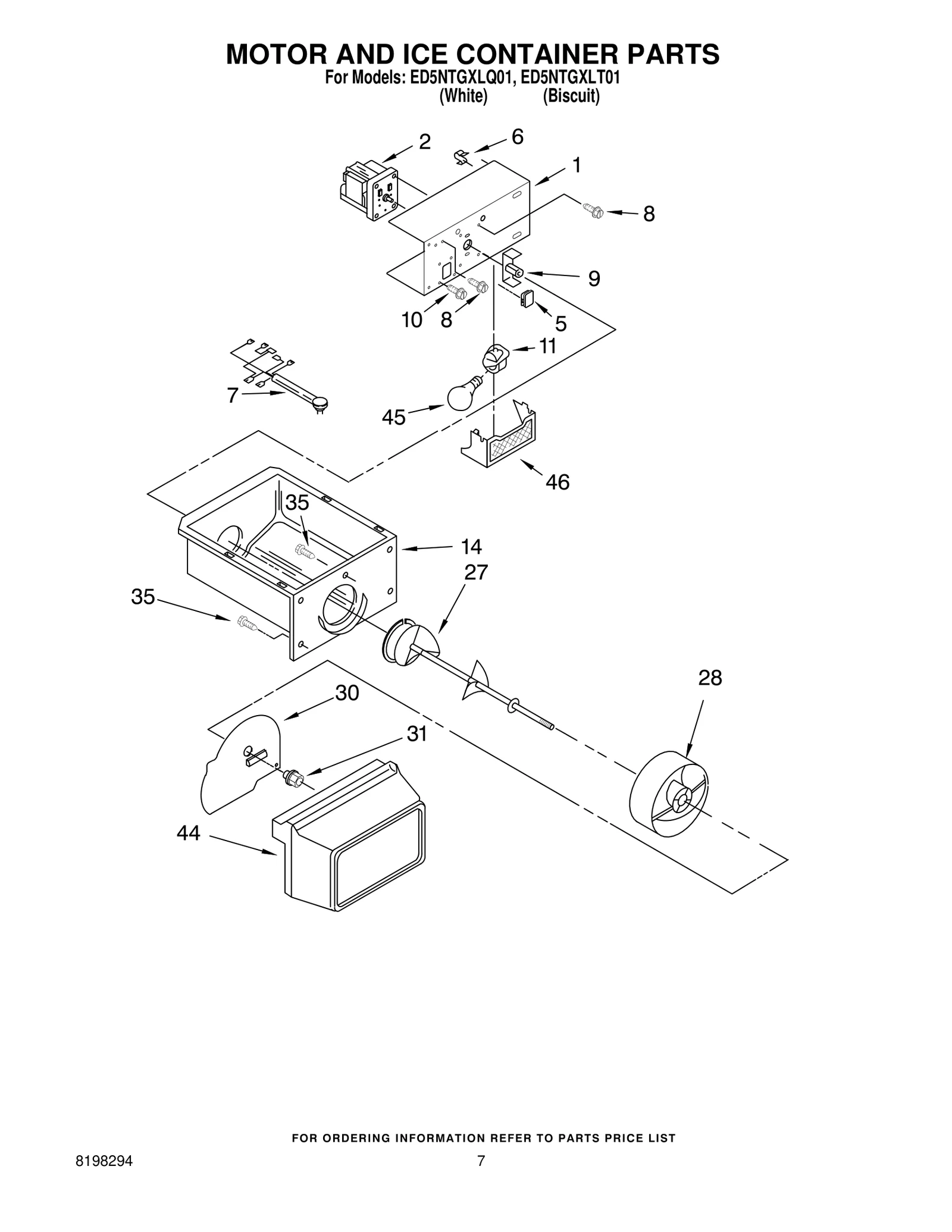 MOTOR AND ICE CONTAINER PARTS
