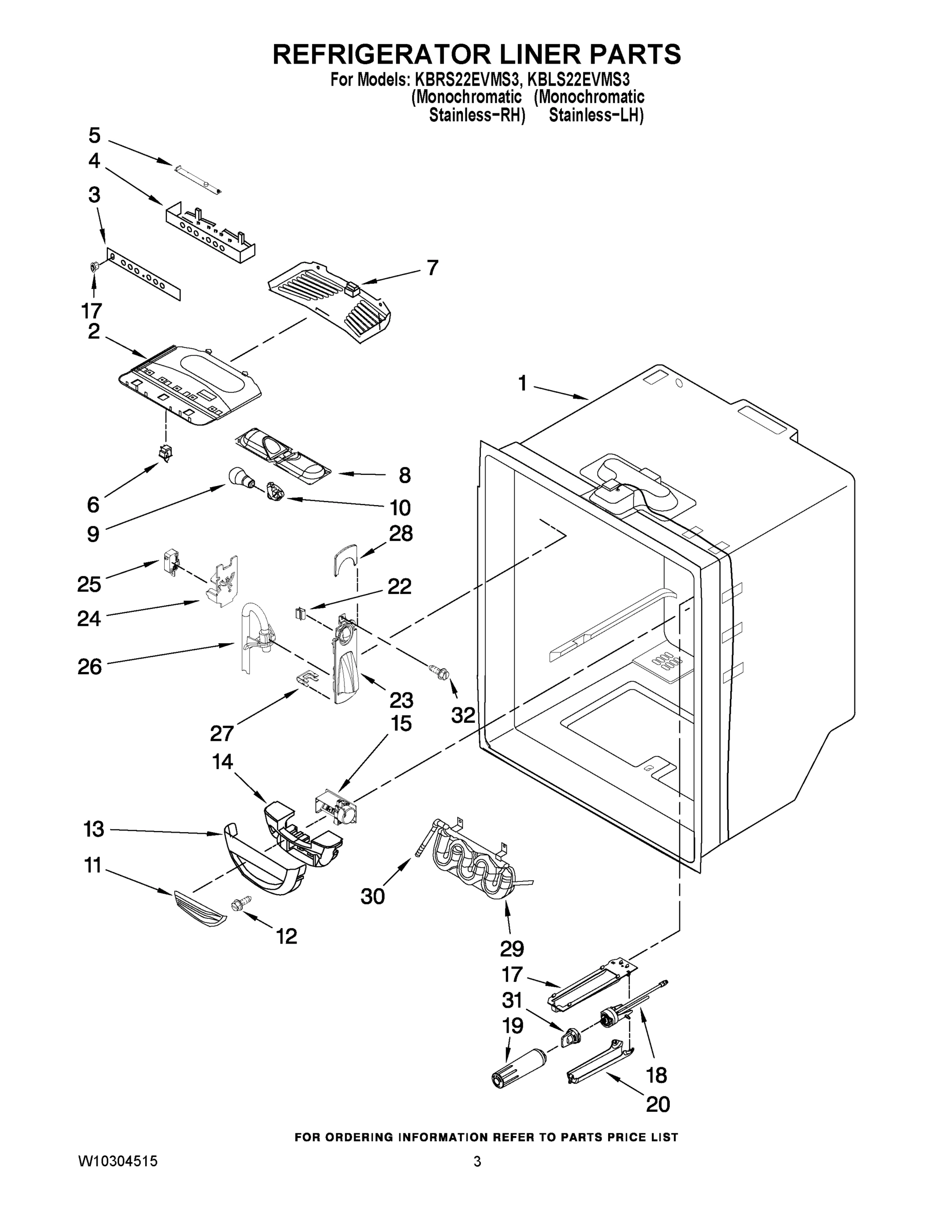 02 - REFRIGERATOR LINER PARTS
