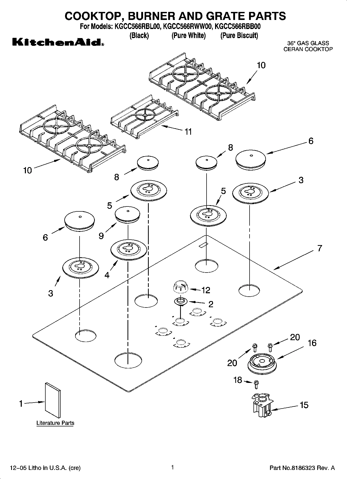 01 - COOKTOP, BURNER AND GRATE PARTS