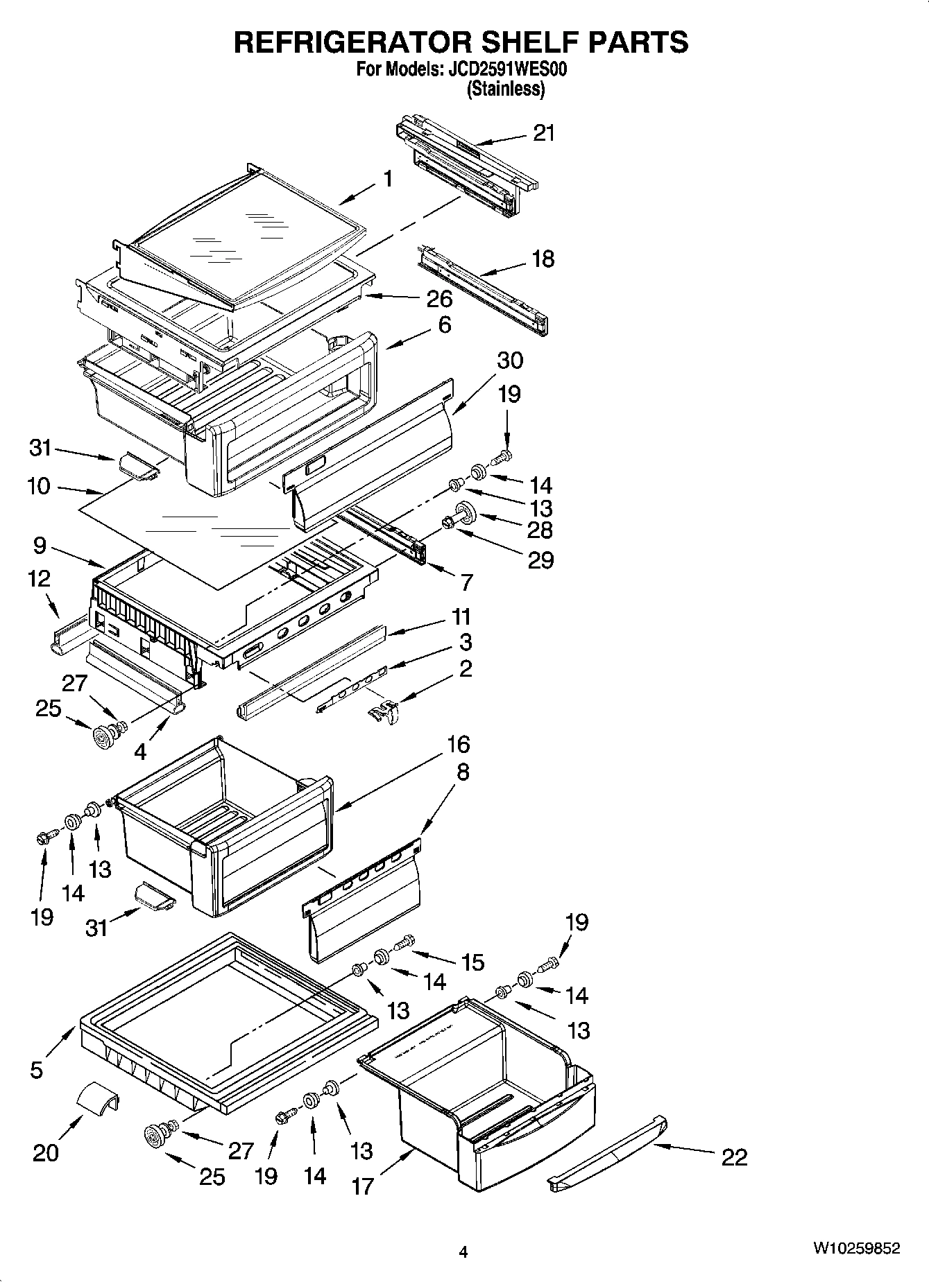03 - REFRIGERATOR SHELF PARTS