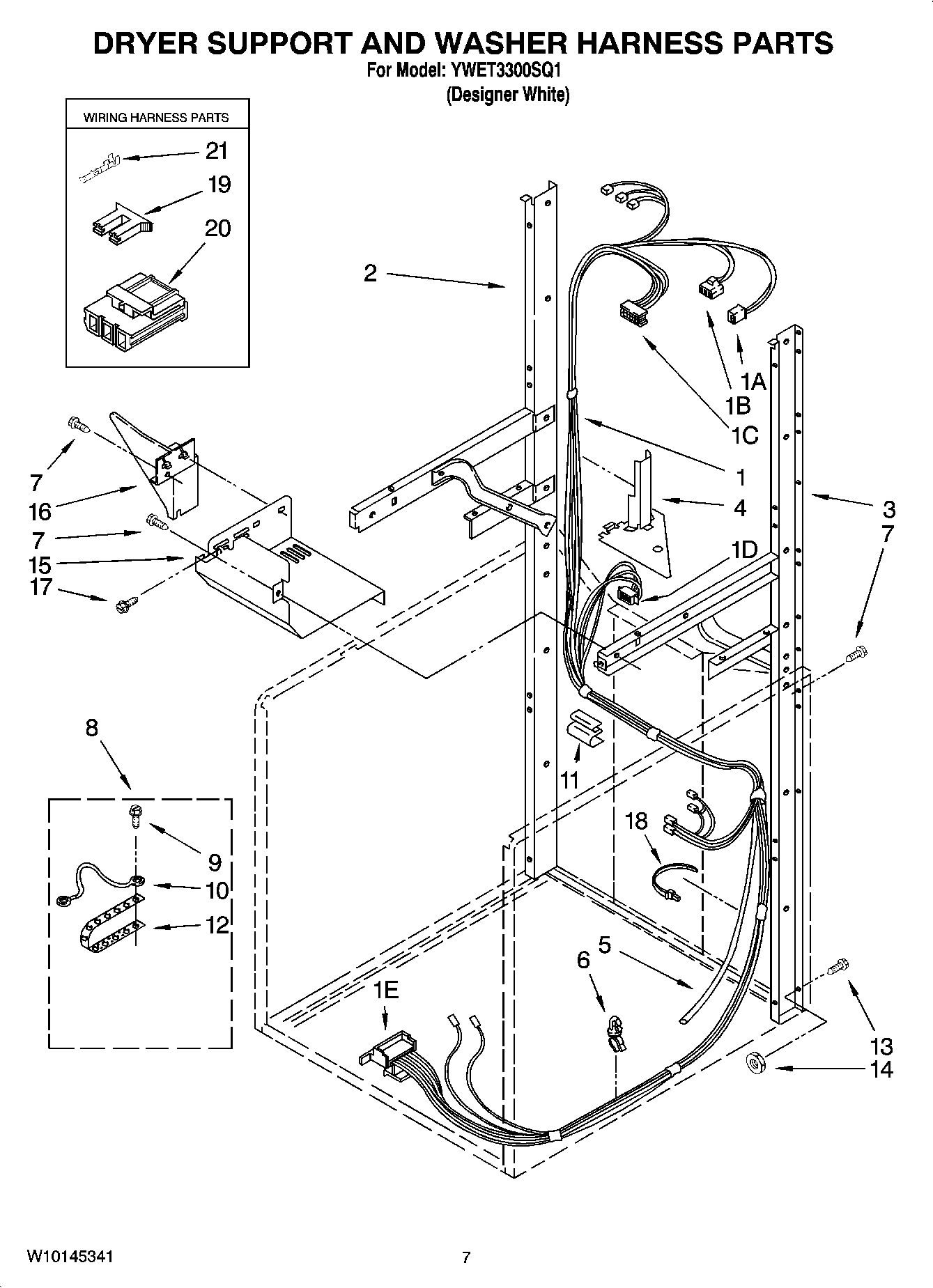 05 - DRYER SUPPORT AND WASHER HARNESS PARTS