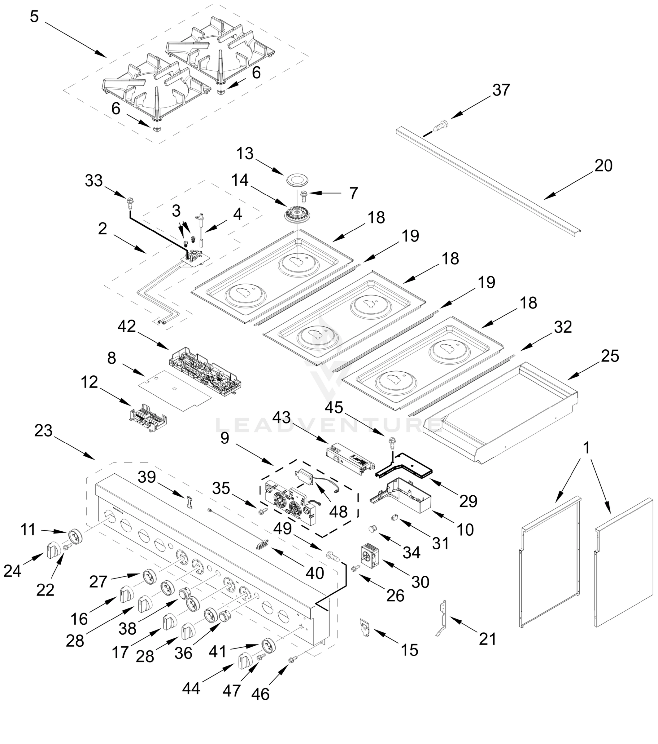 COOKTOP, BURNER, AND GRIDDLE PARTS