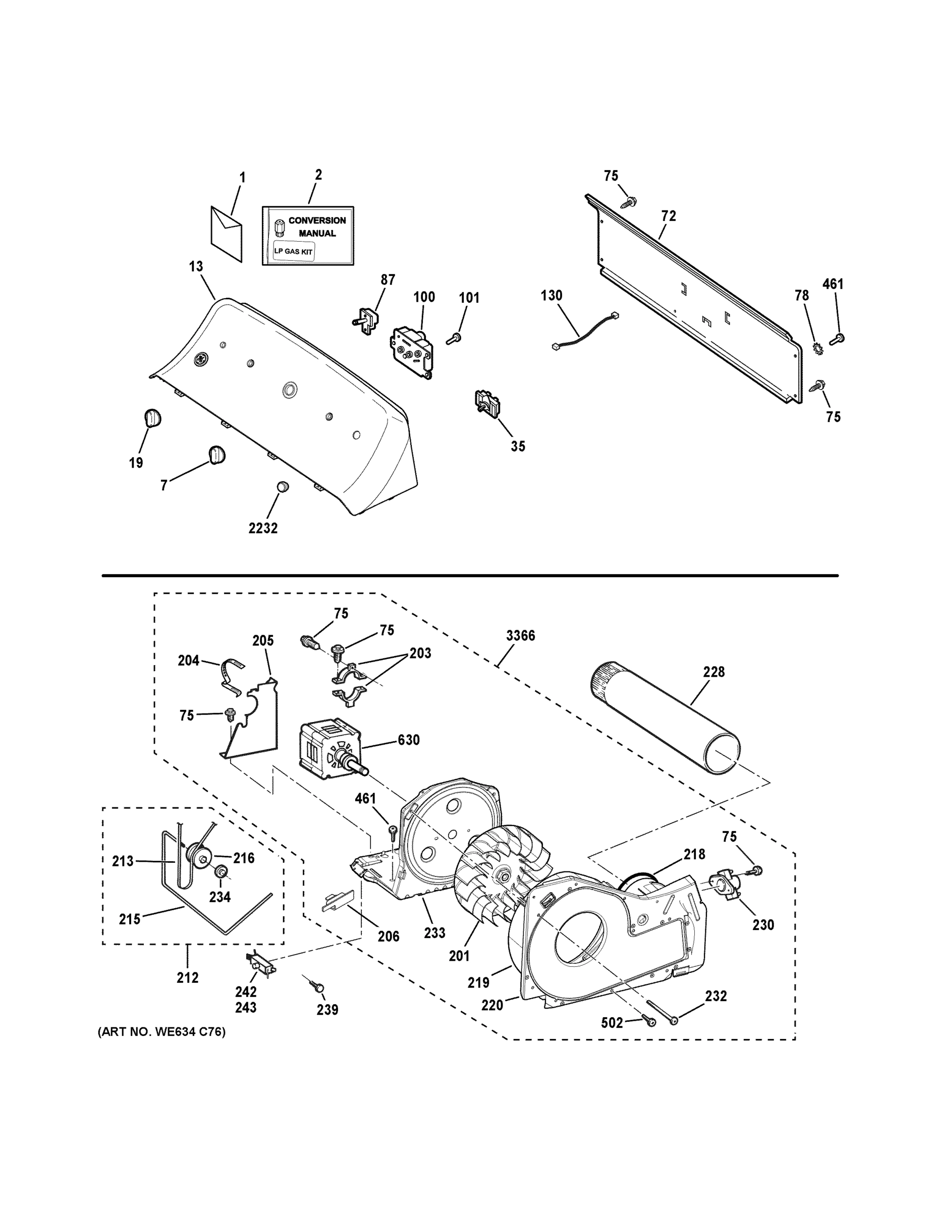 BACKSPLASH, BLOWER & MOTOR ASSEMBLY