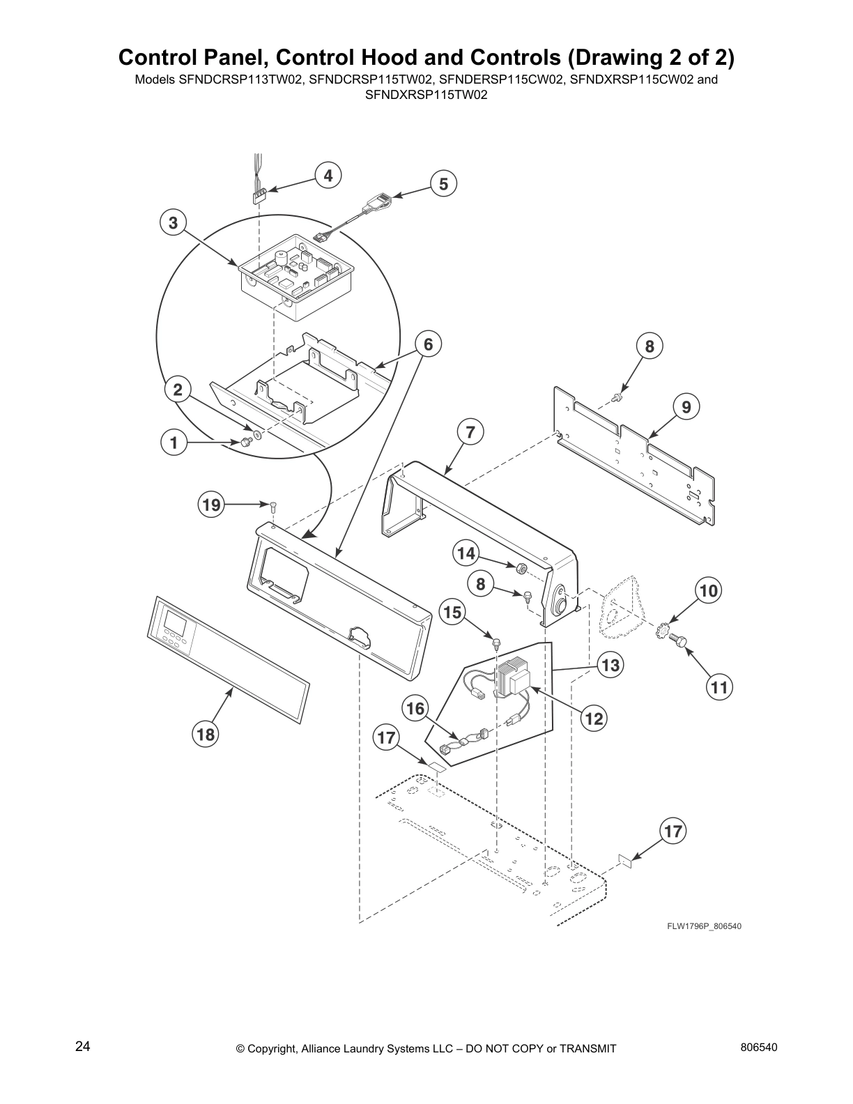 Control Panel, Control Hood and Controls (Drawing 2 of 2)