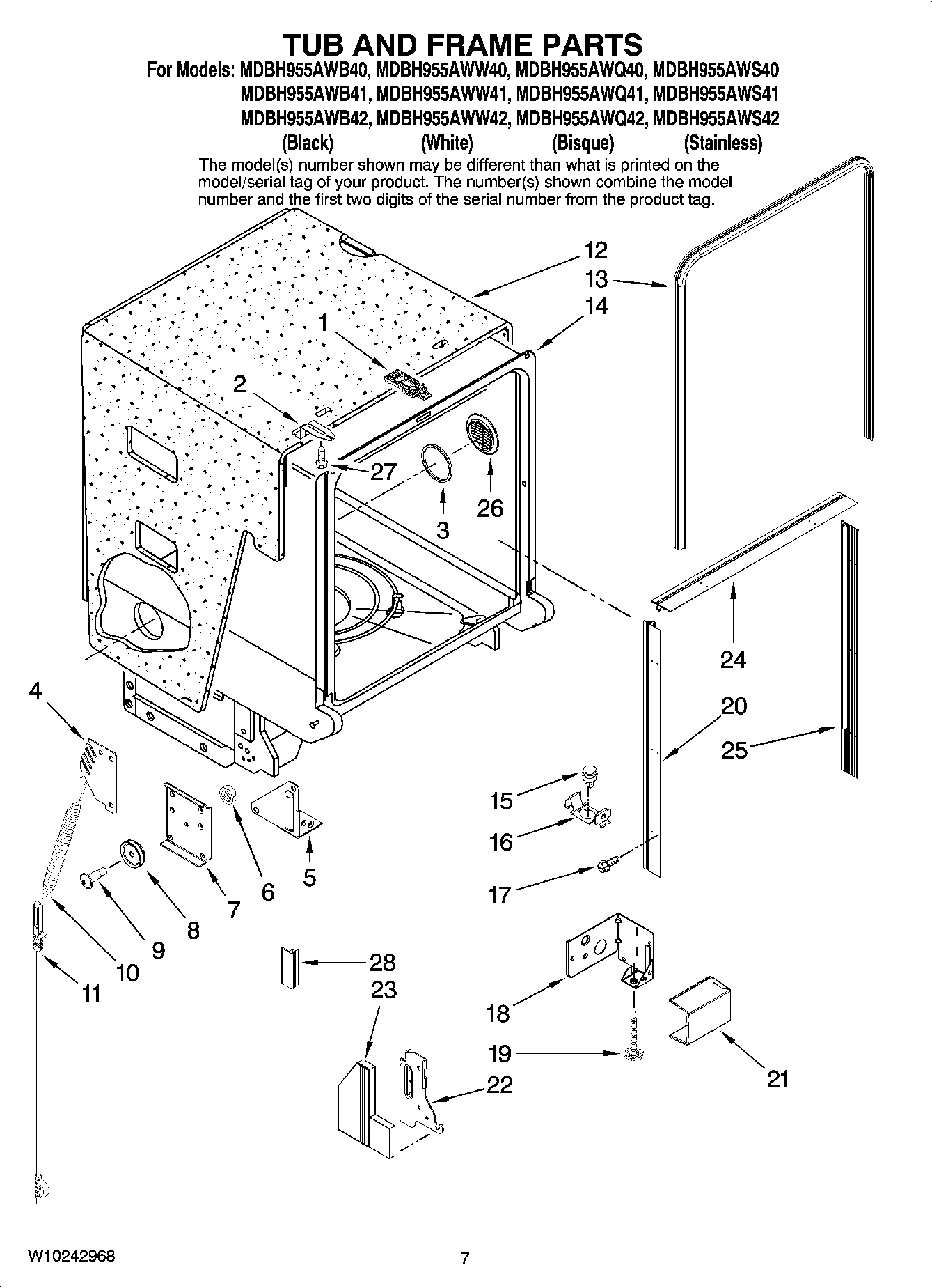 07 - TUB AND FRAME PARTS