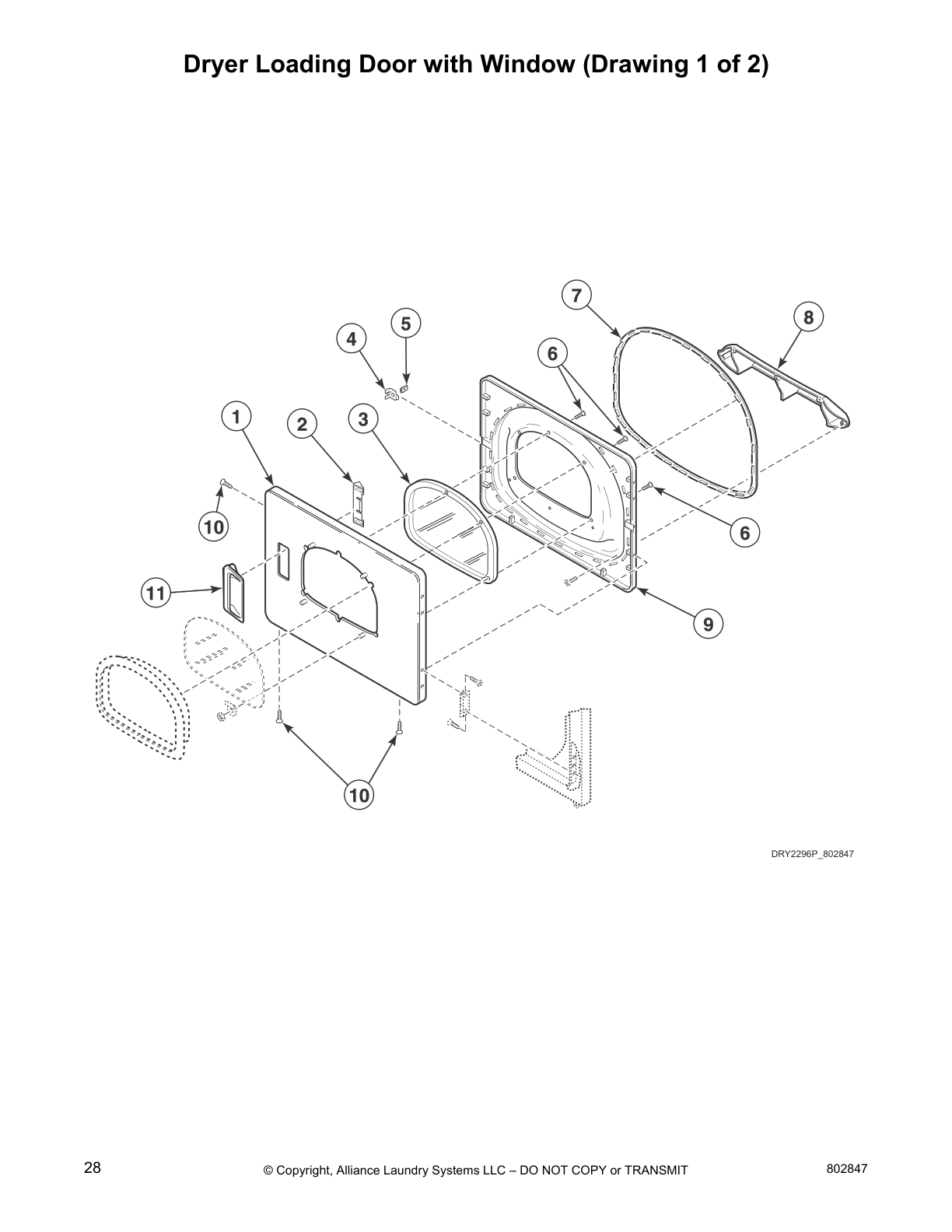 Dryer Loading Door with Window (Drawing 1 of 2)
