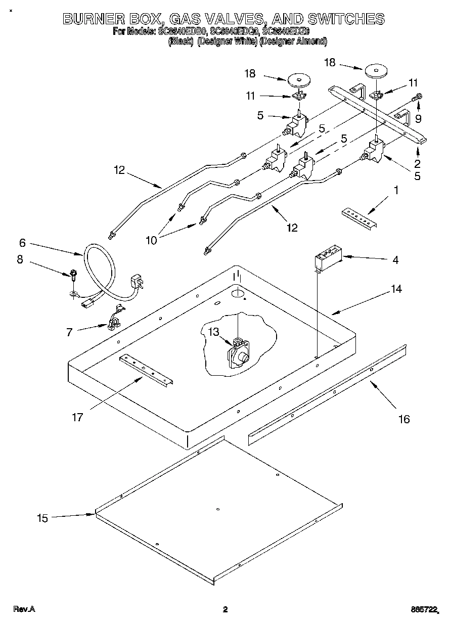 02 - BURNER BOX, GAS VALVES, AND SWITCHES