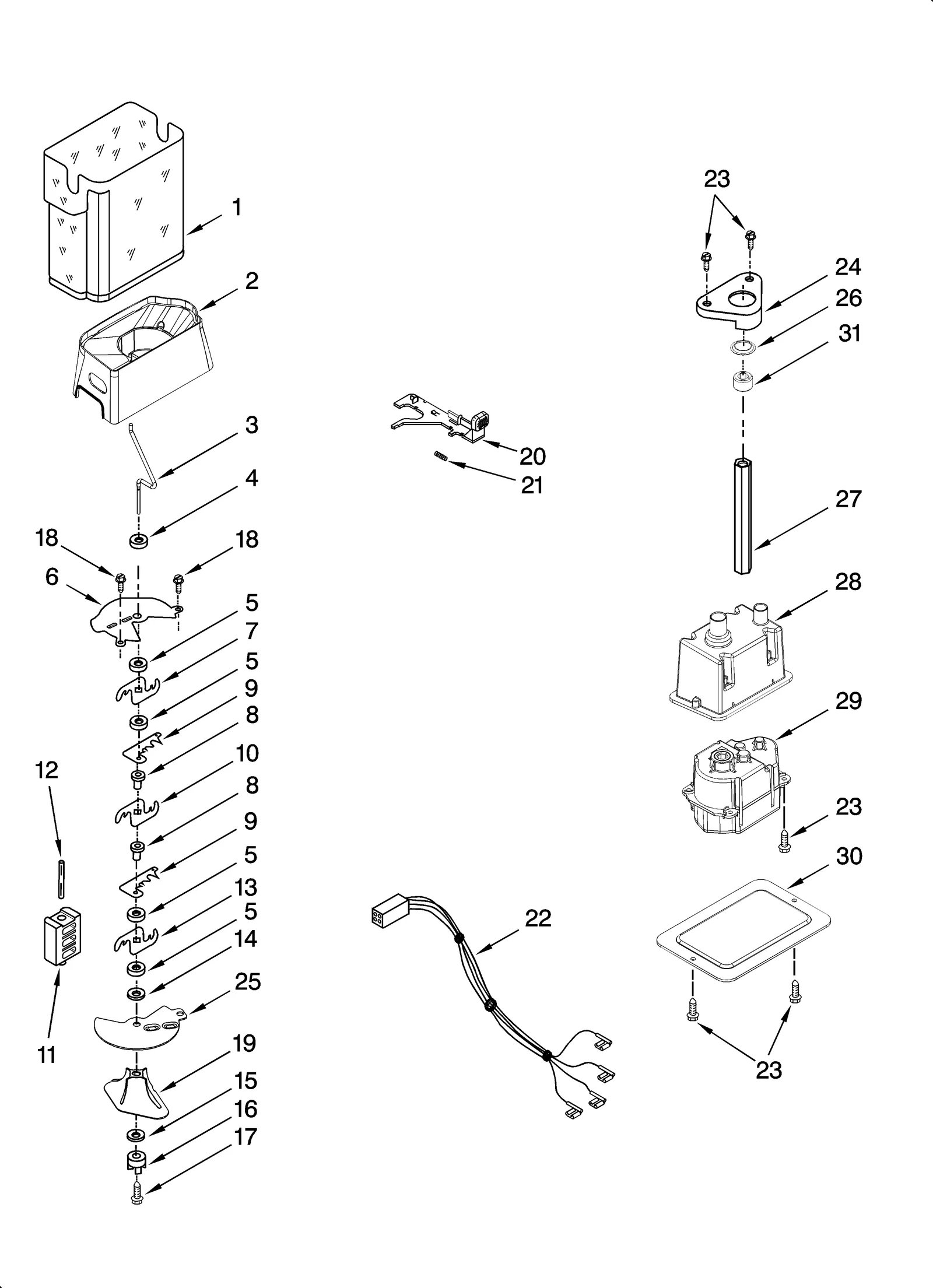 MOTOR AND ICE CONTAINER PARTS