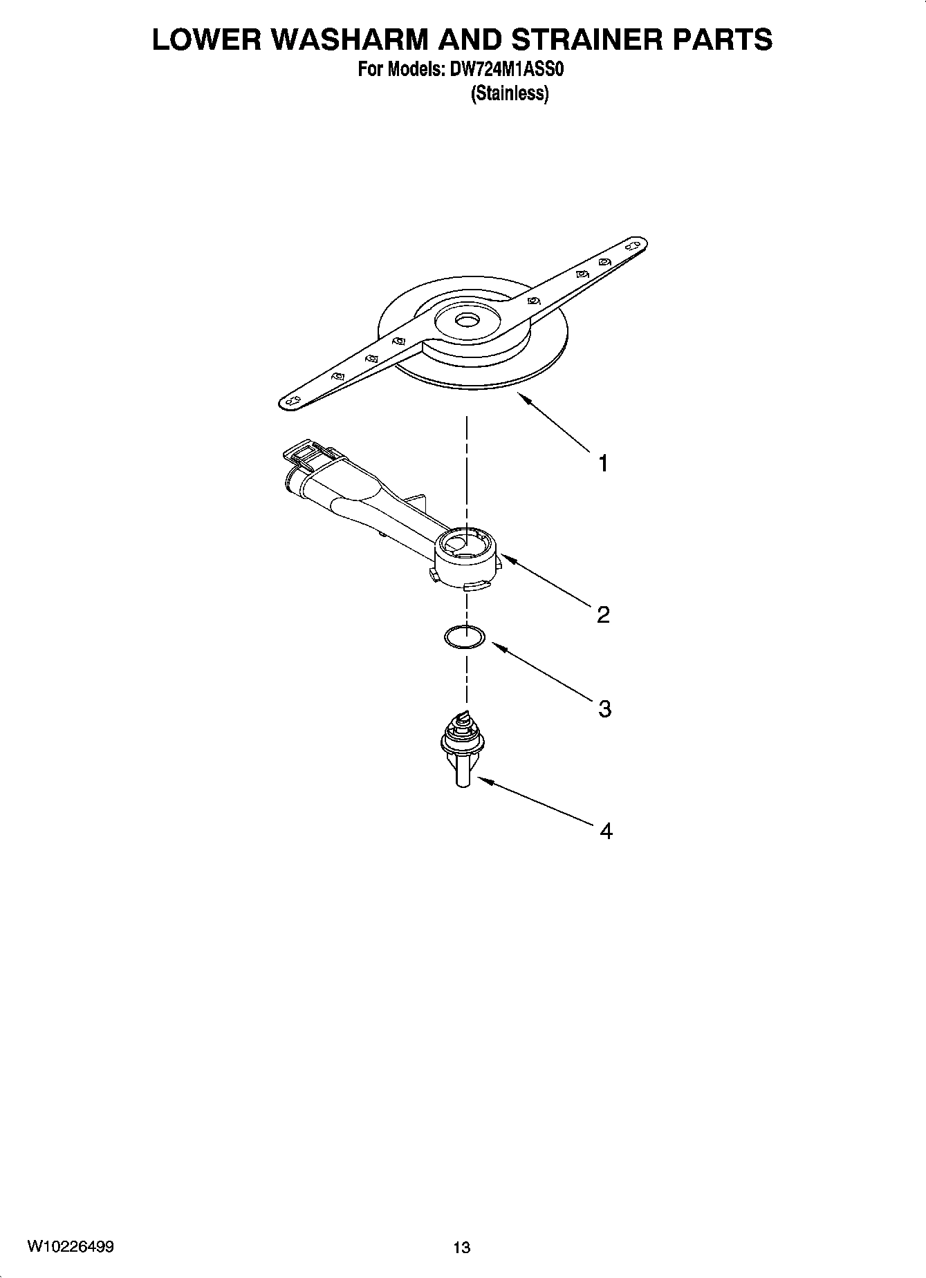 11 - LOWER WASHARM AND STRAINER PARTS, OPTIONAL PARTS (NOT INCLUDED)