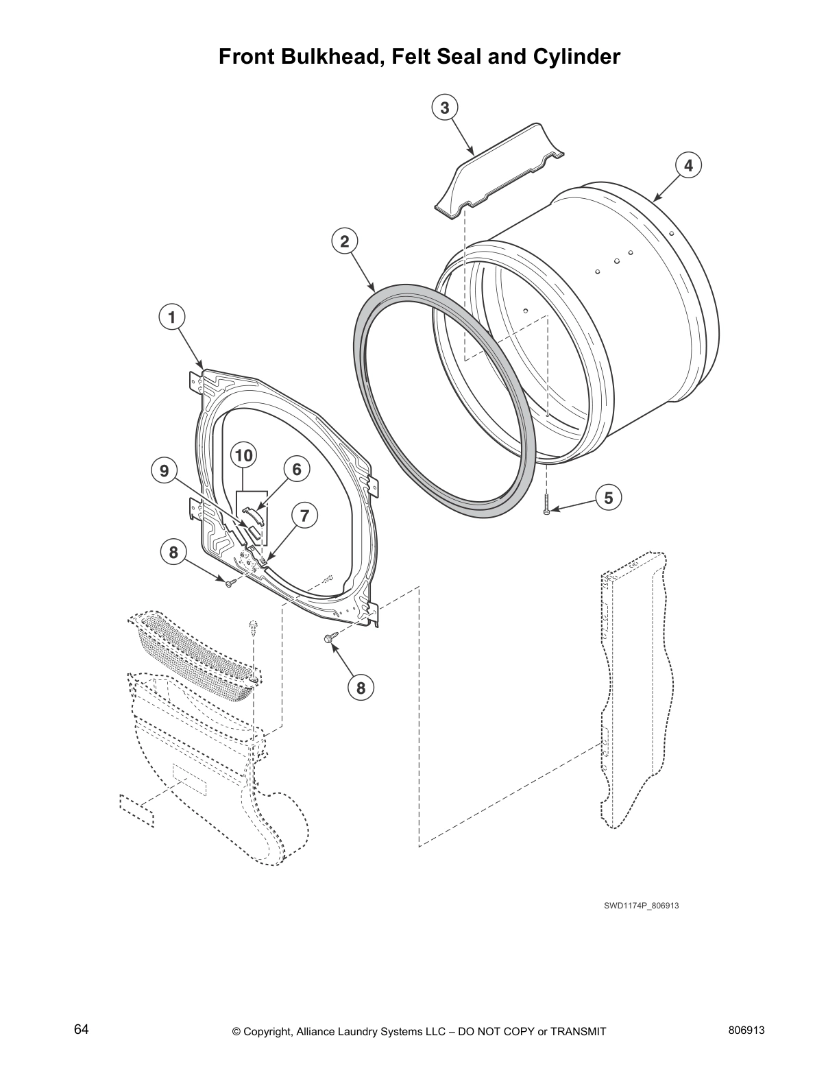 Front Bulkhead, Felt Seal and Cylinder