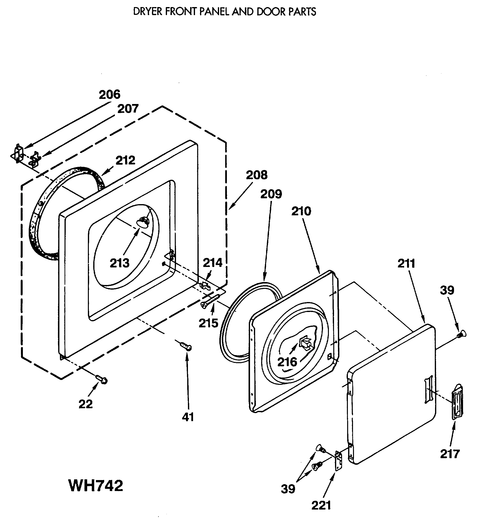 DRYER FRONT PANEL AND DOOR PARTS