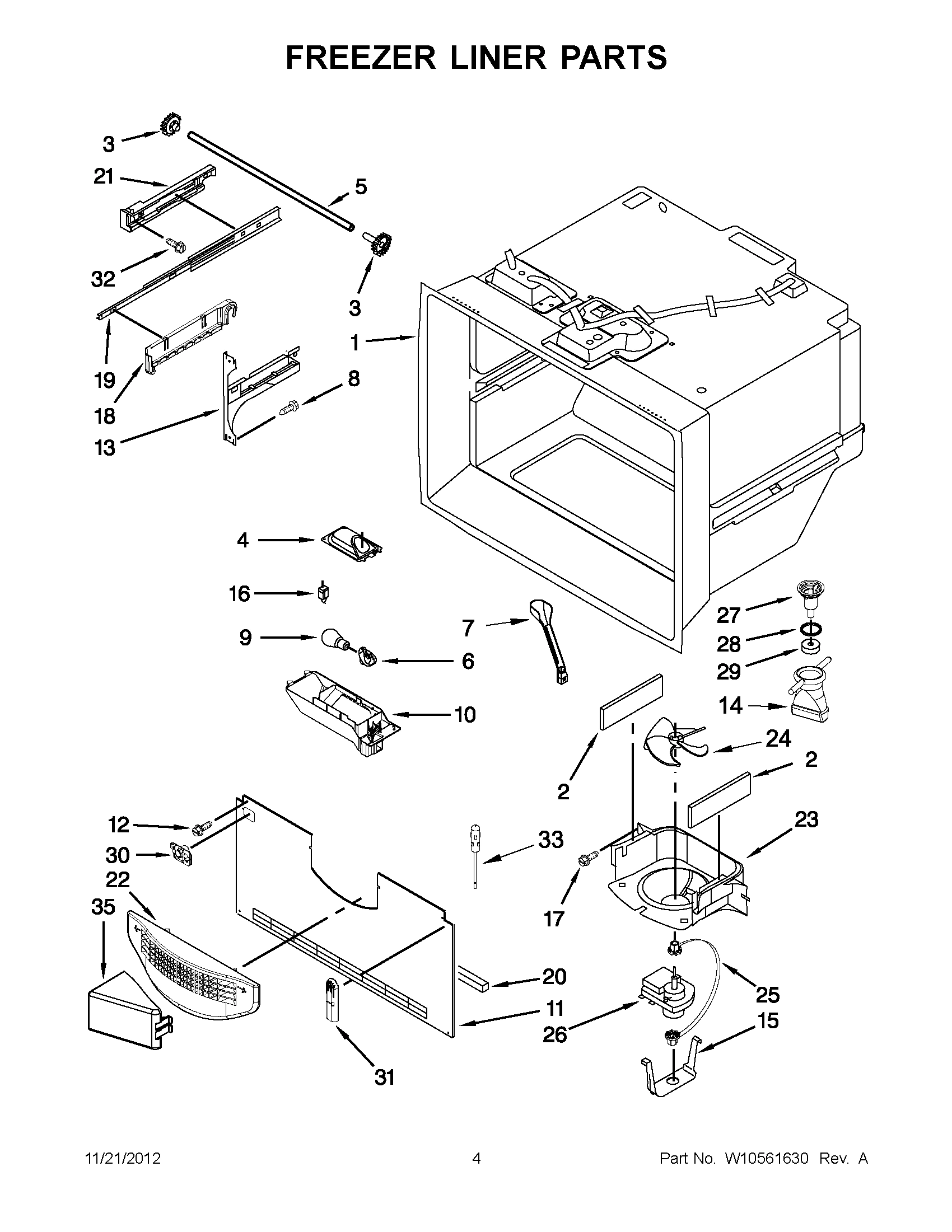 02 - FREEZER LINER PARTS