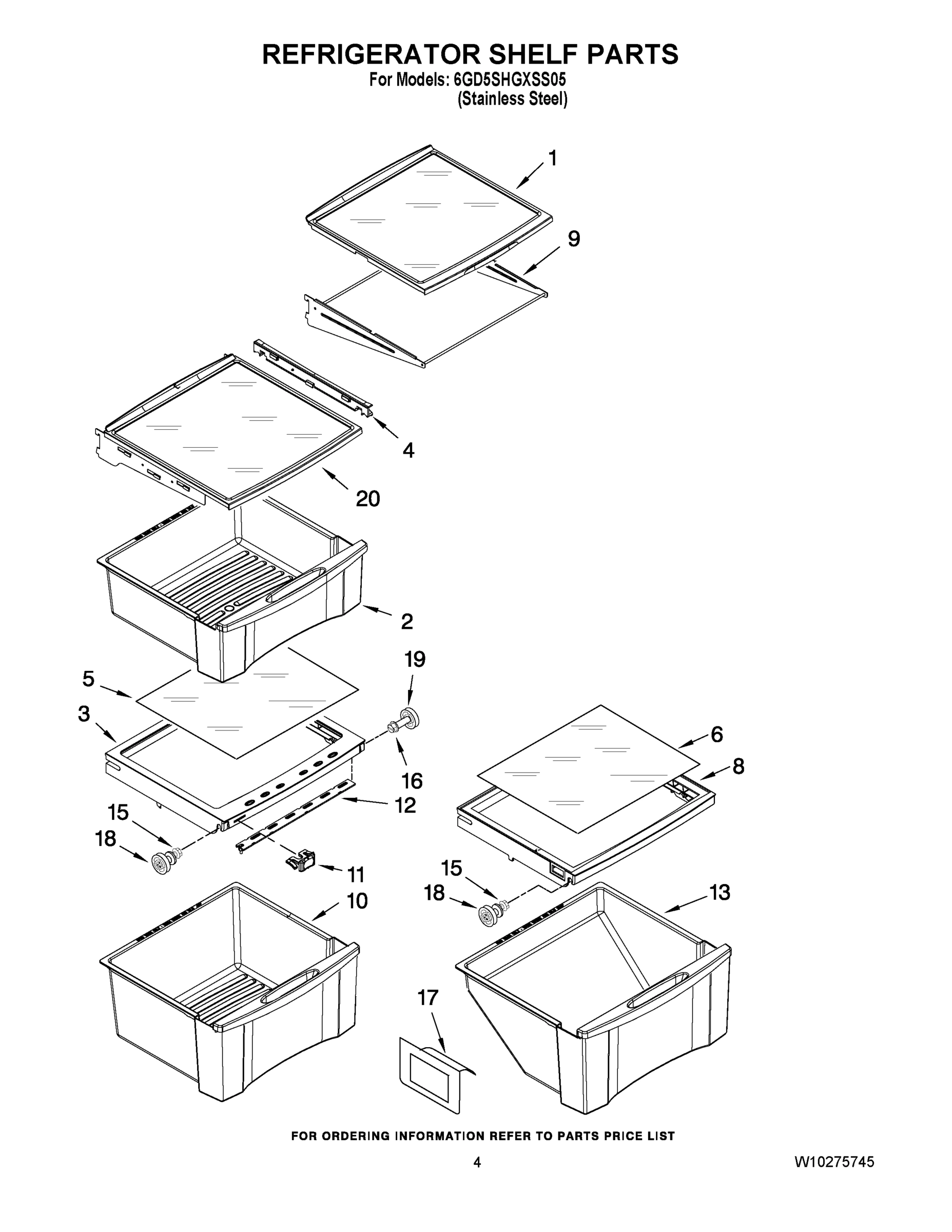 03 - REFRIGERATOR SHELF PARTS