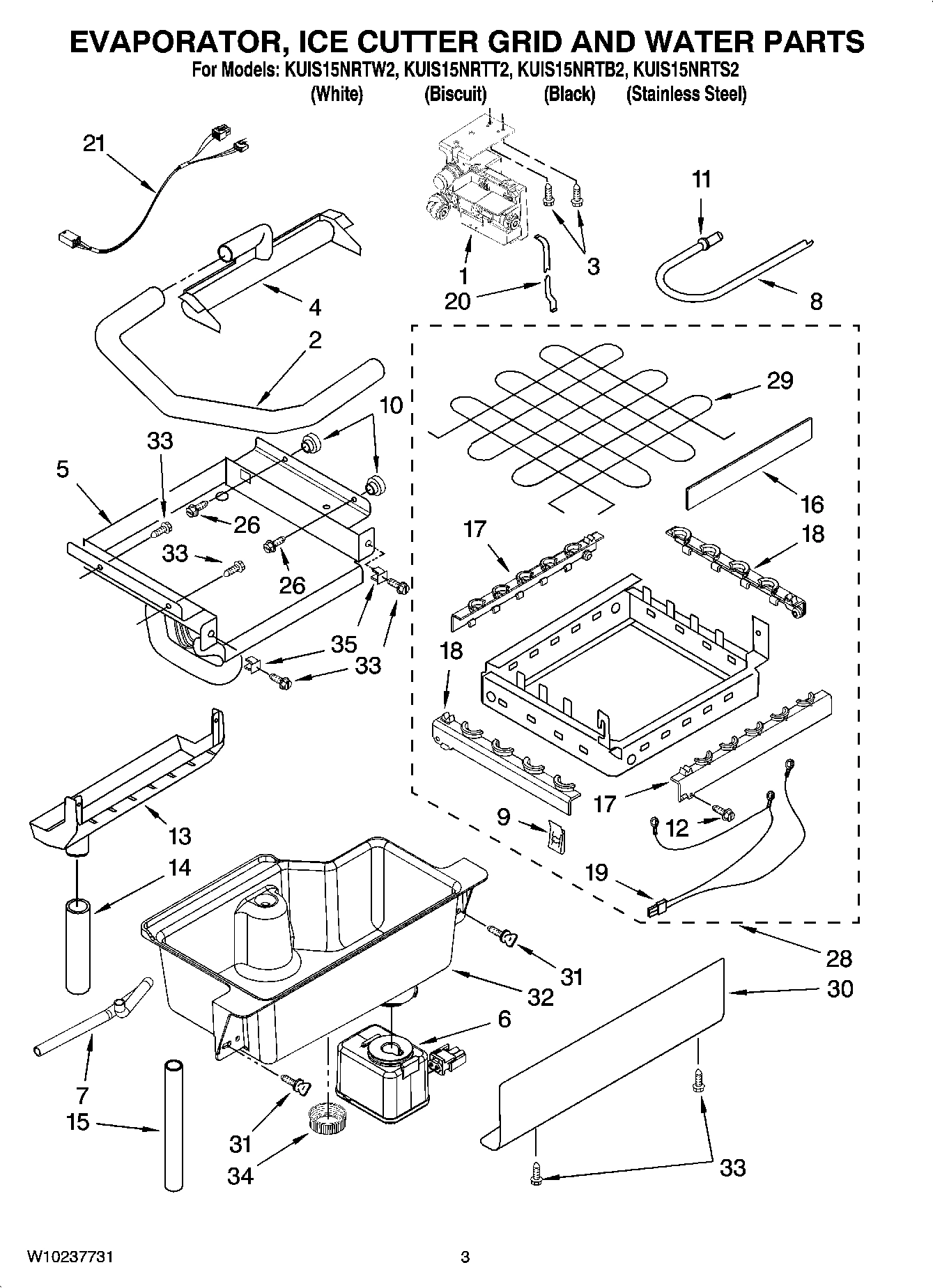 02 - EVAPORATOR, ICE CUTTER GRID AND WATER PARTS