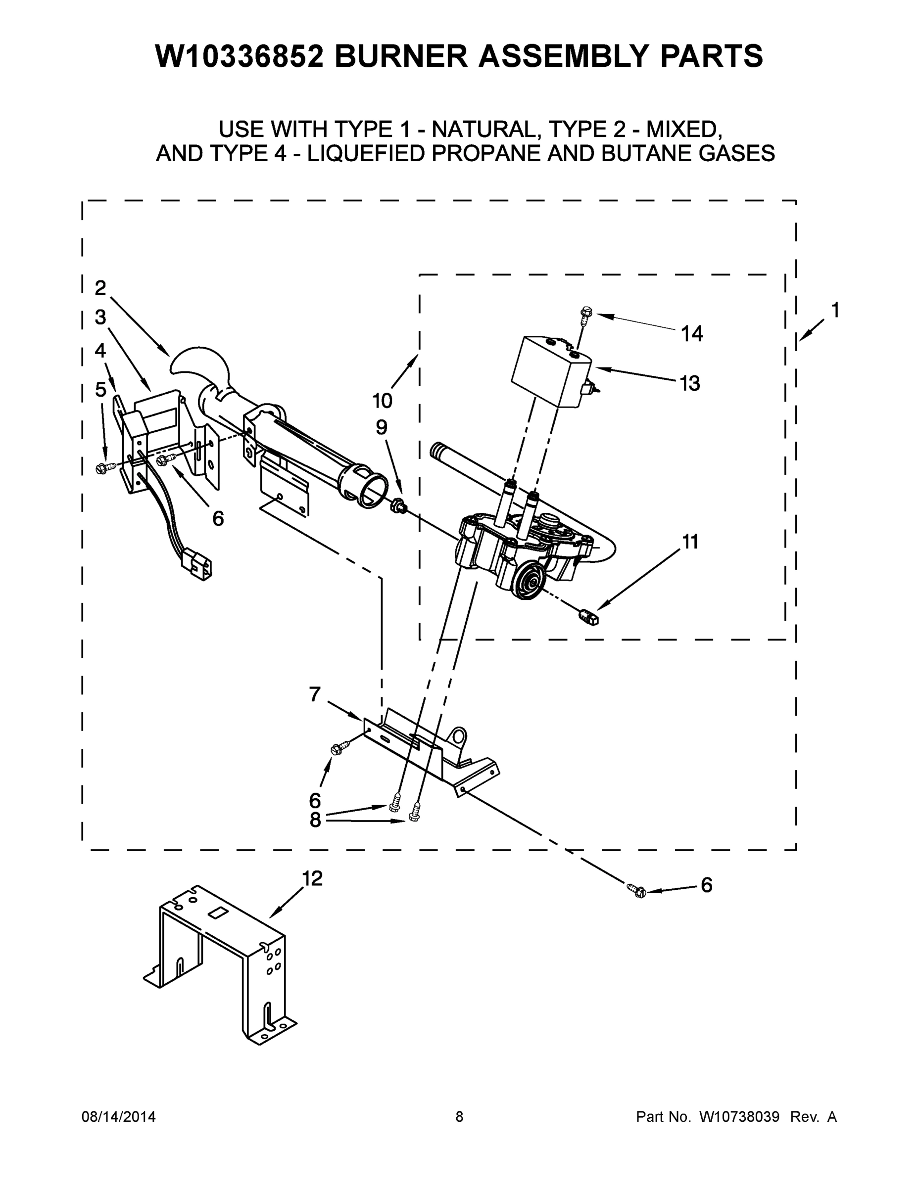 05 - W10336852 BURNER ASSEMBLY PARTS
