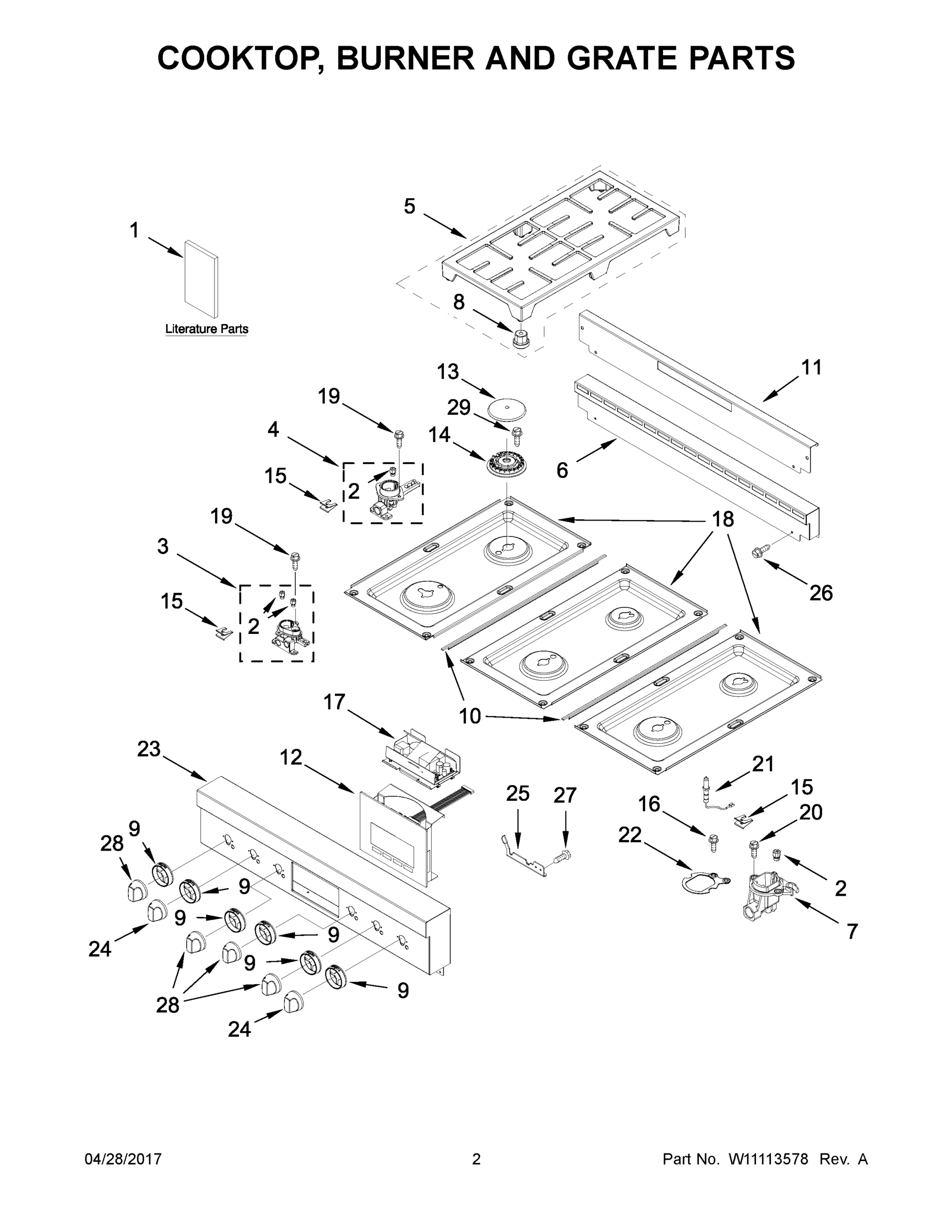 02 - COOKTOP, BURNER AND GRATE PARTS