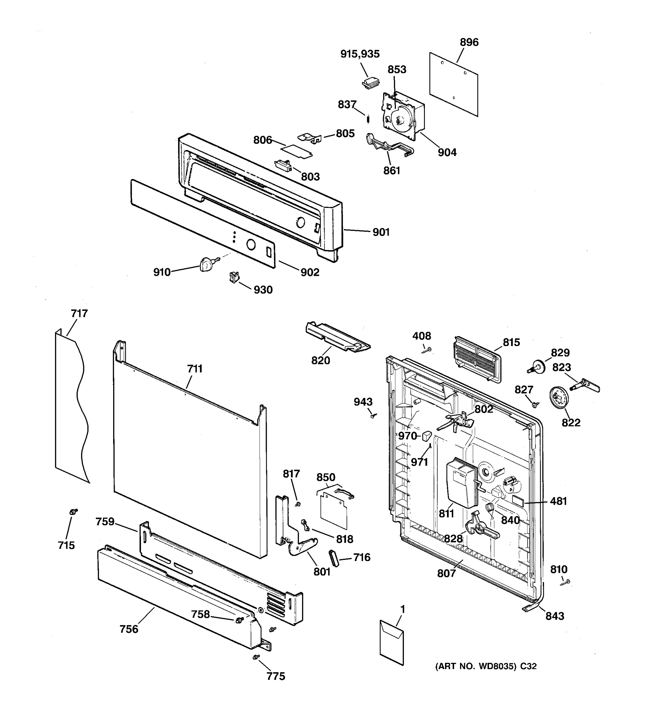 ESCUTCHEON & DOOR ASSEMBLY