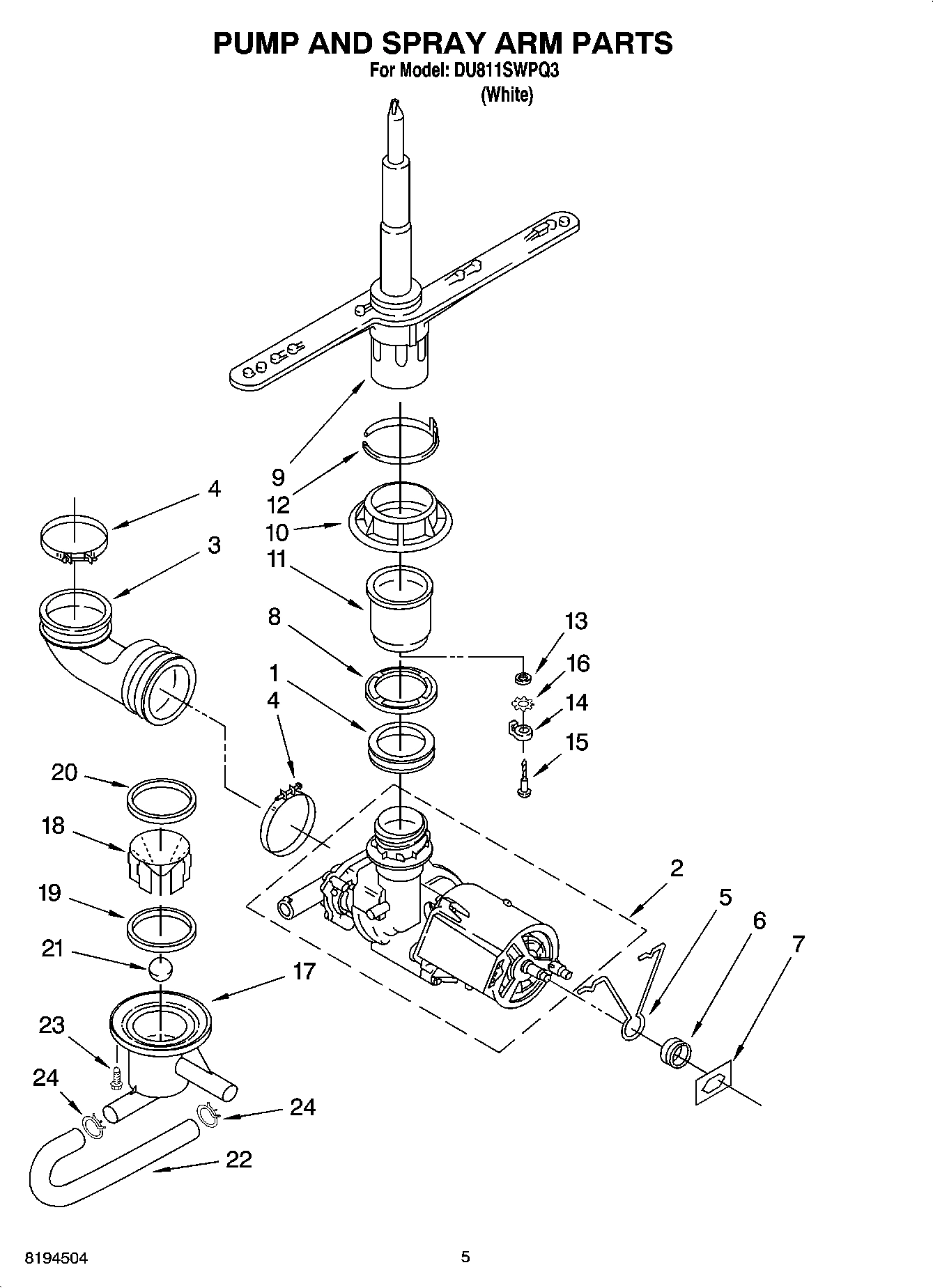 04 - PUMP AND SPRAY ARM PARTS