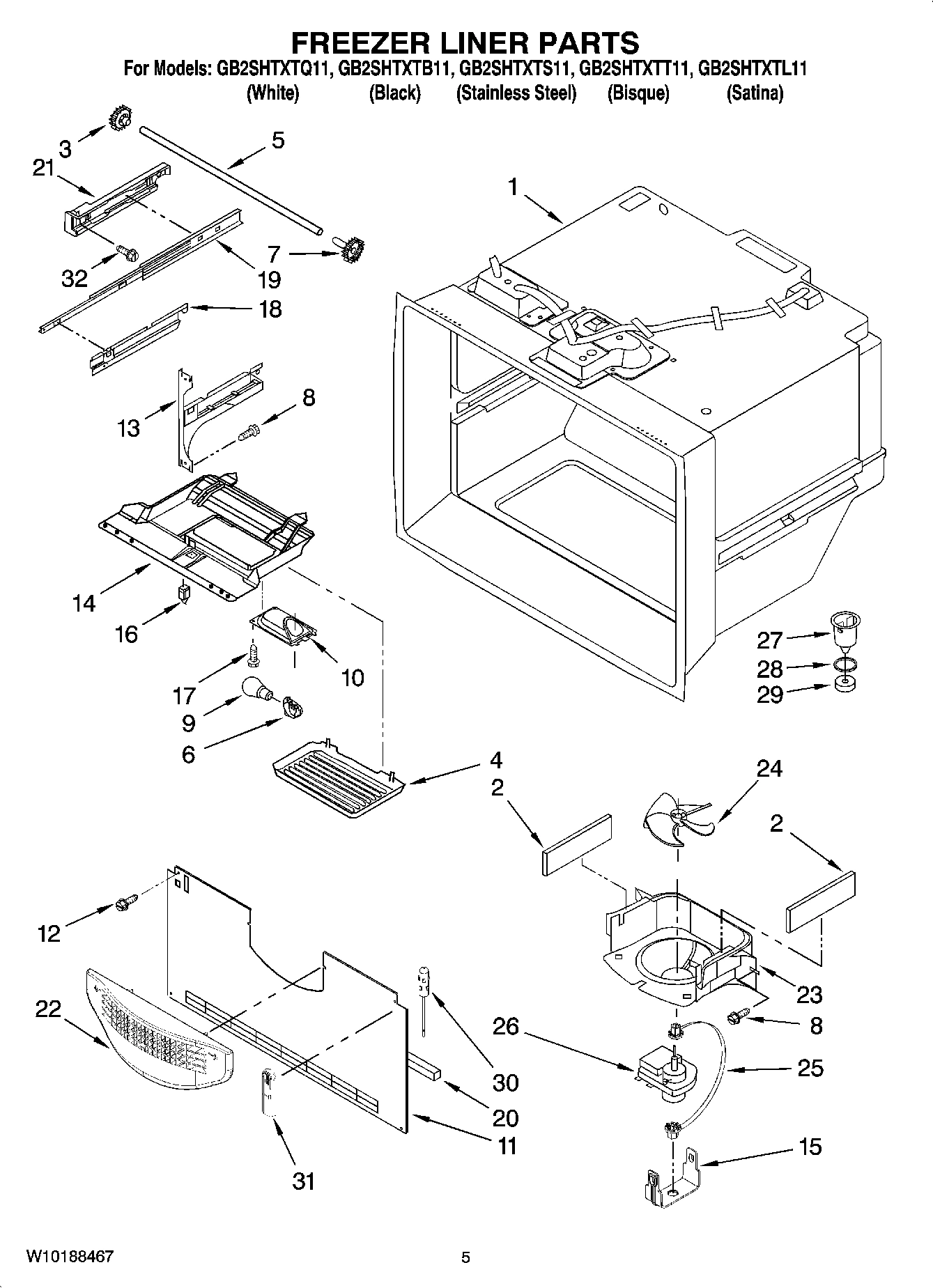 03 - FREEZER LINER PARTS