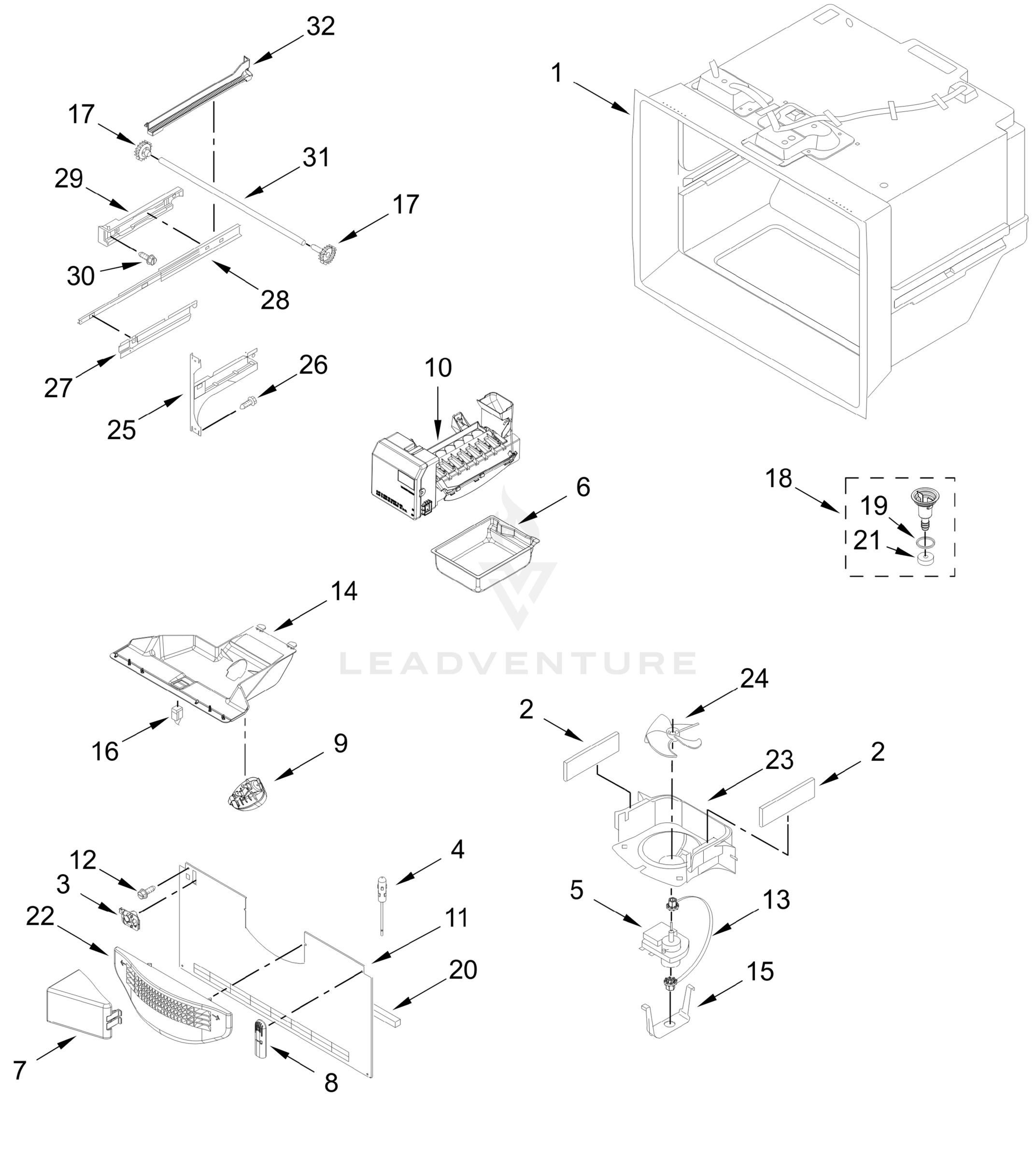 FREEZER LINER AND ICEMAKER PARTS