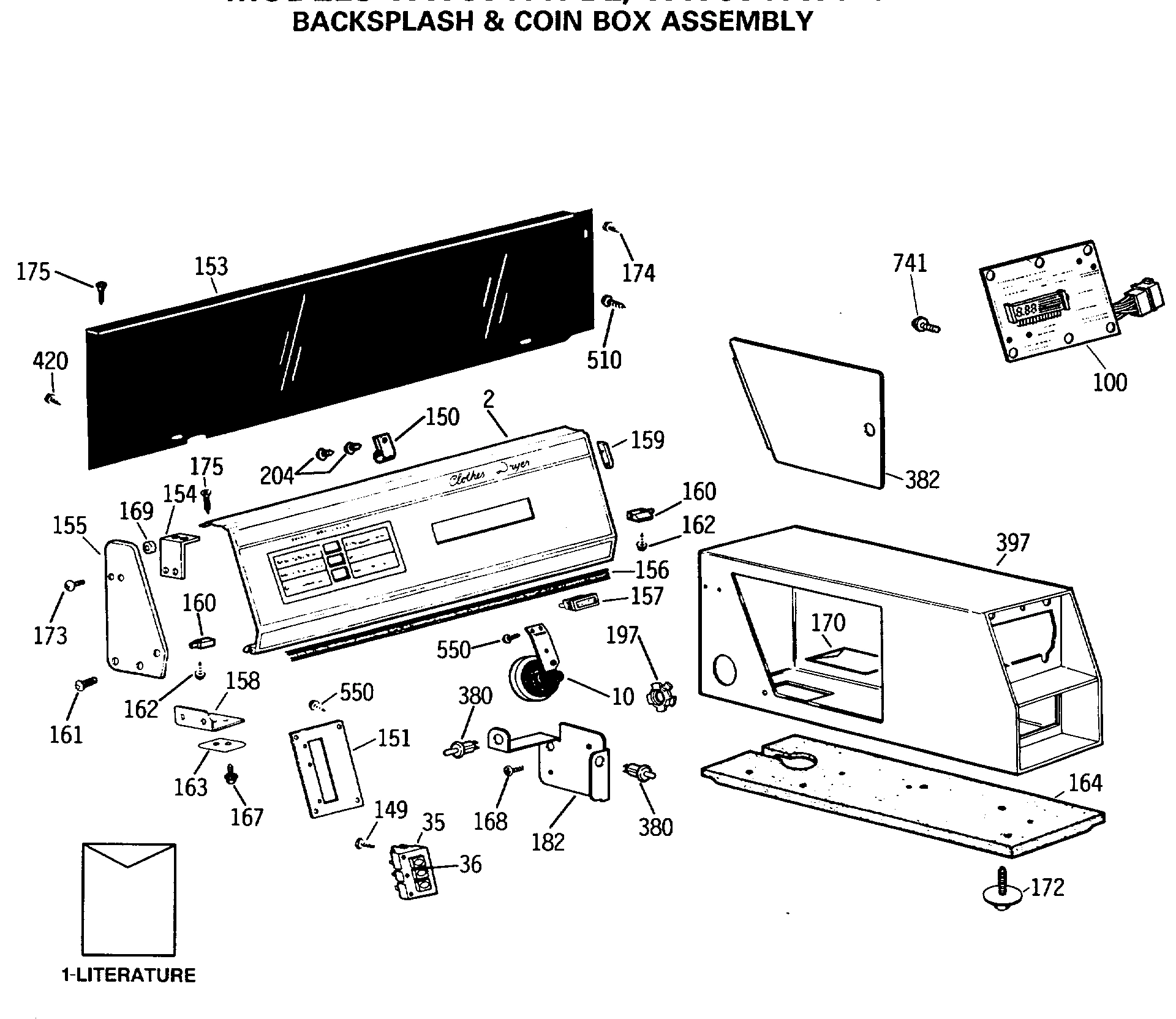 BACKSPLASH & COIN BOX ASSEMBLY