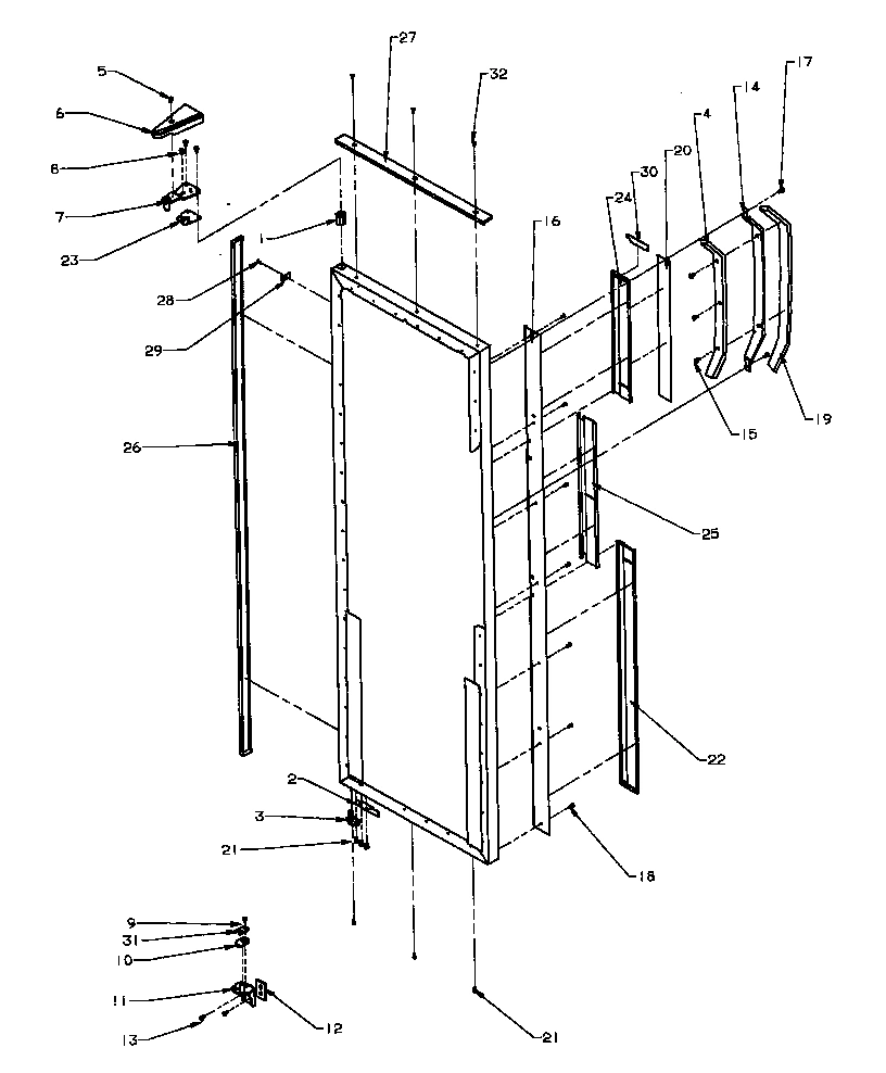 13 - REF DOOR HINGE AND TRIM PARTS
