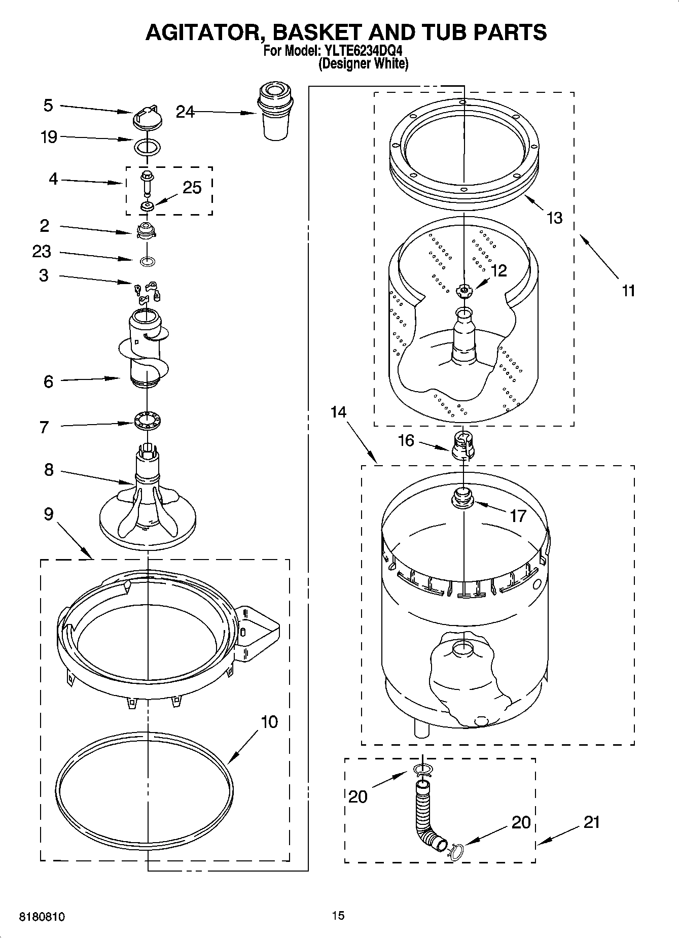 10 - AGITATOR, BASKET AND TUB PARTS