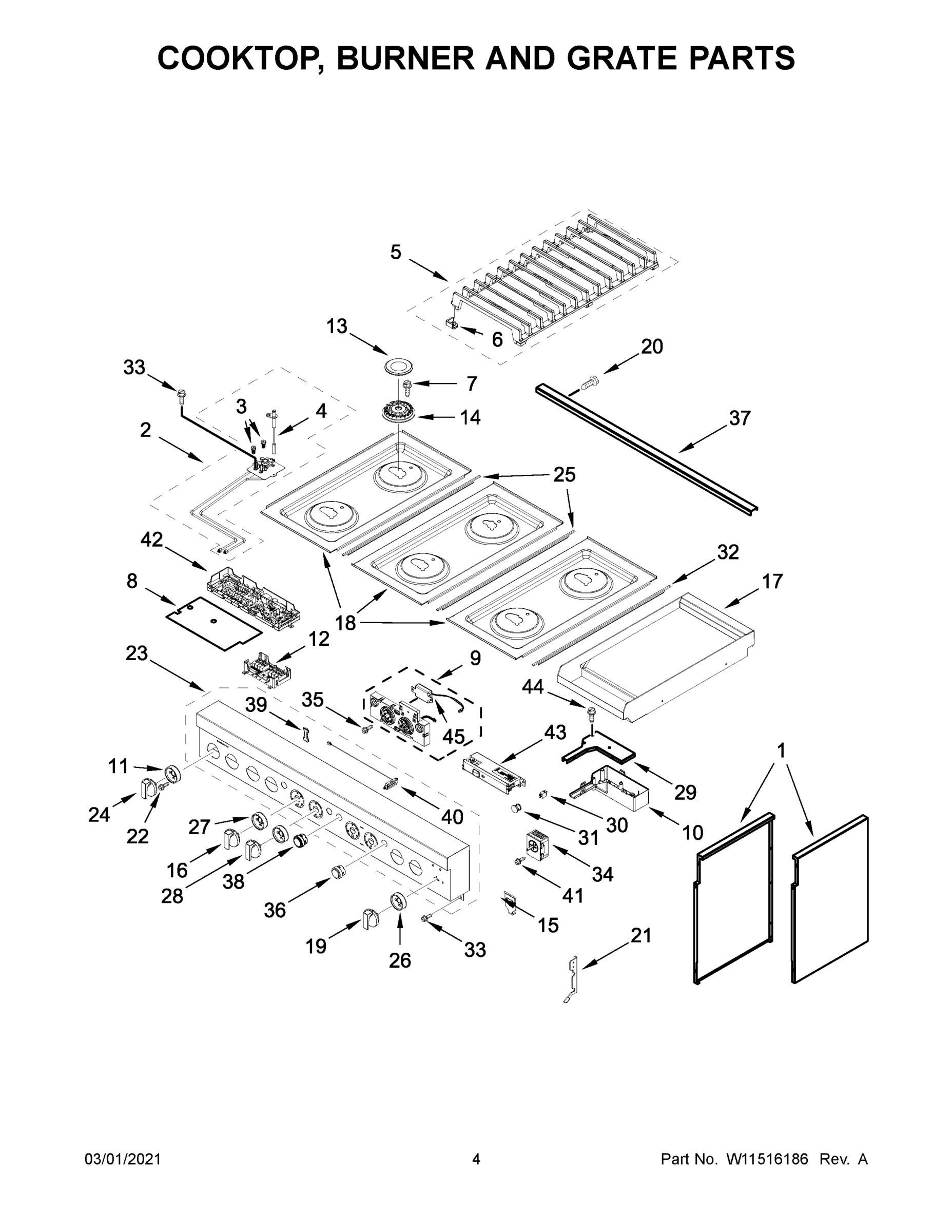 03 - COOKTOP, BURNER AND GRATE PARTS