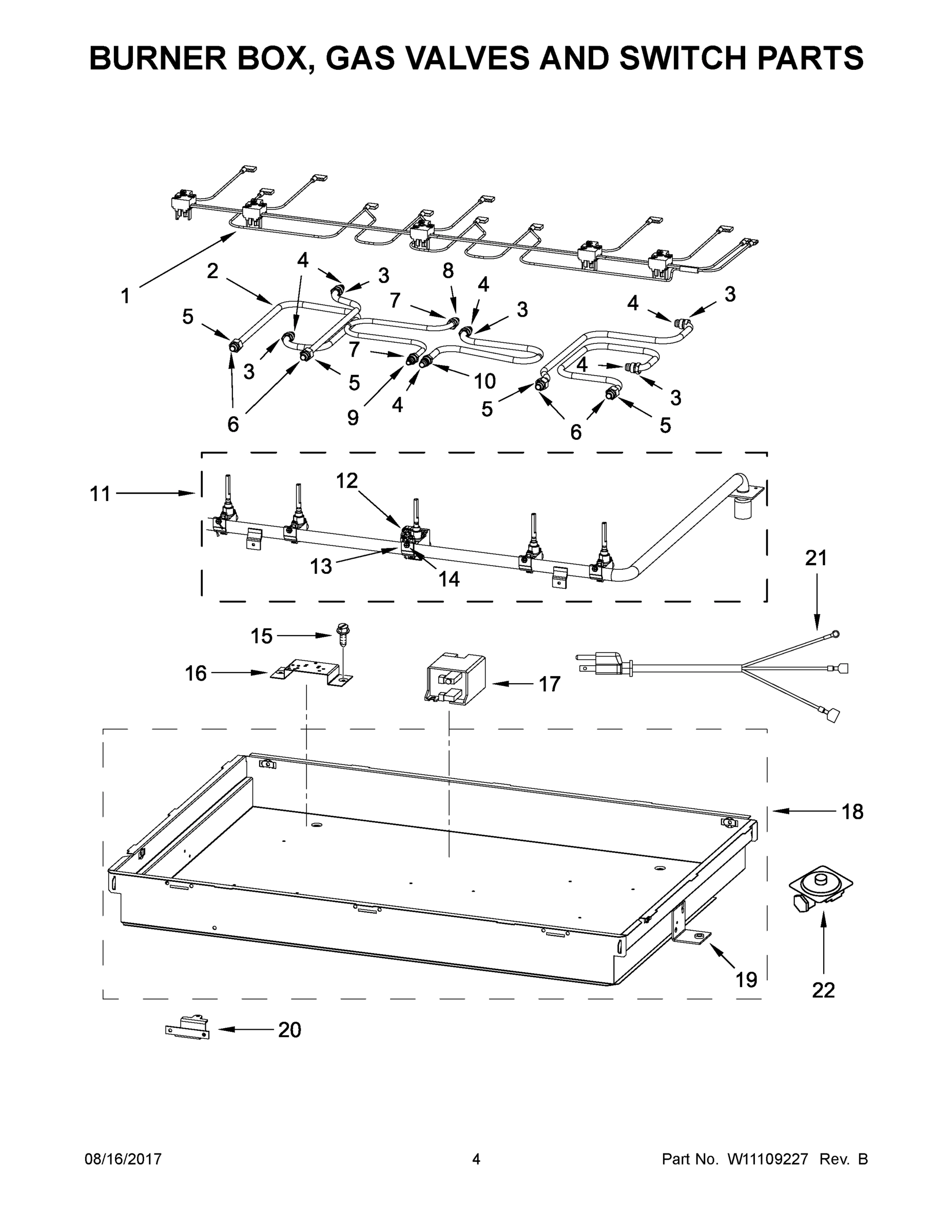 03 - BURNER BOX, GAS VALVES AND SWITCH PARTS