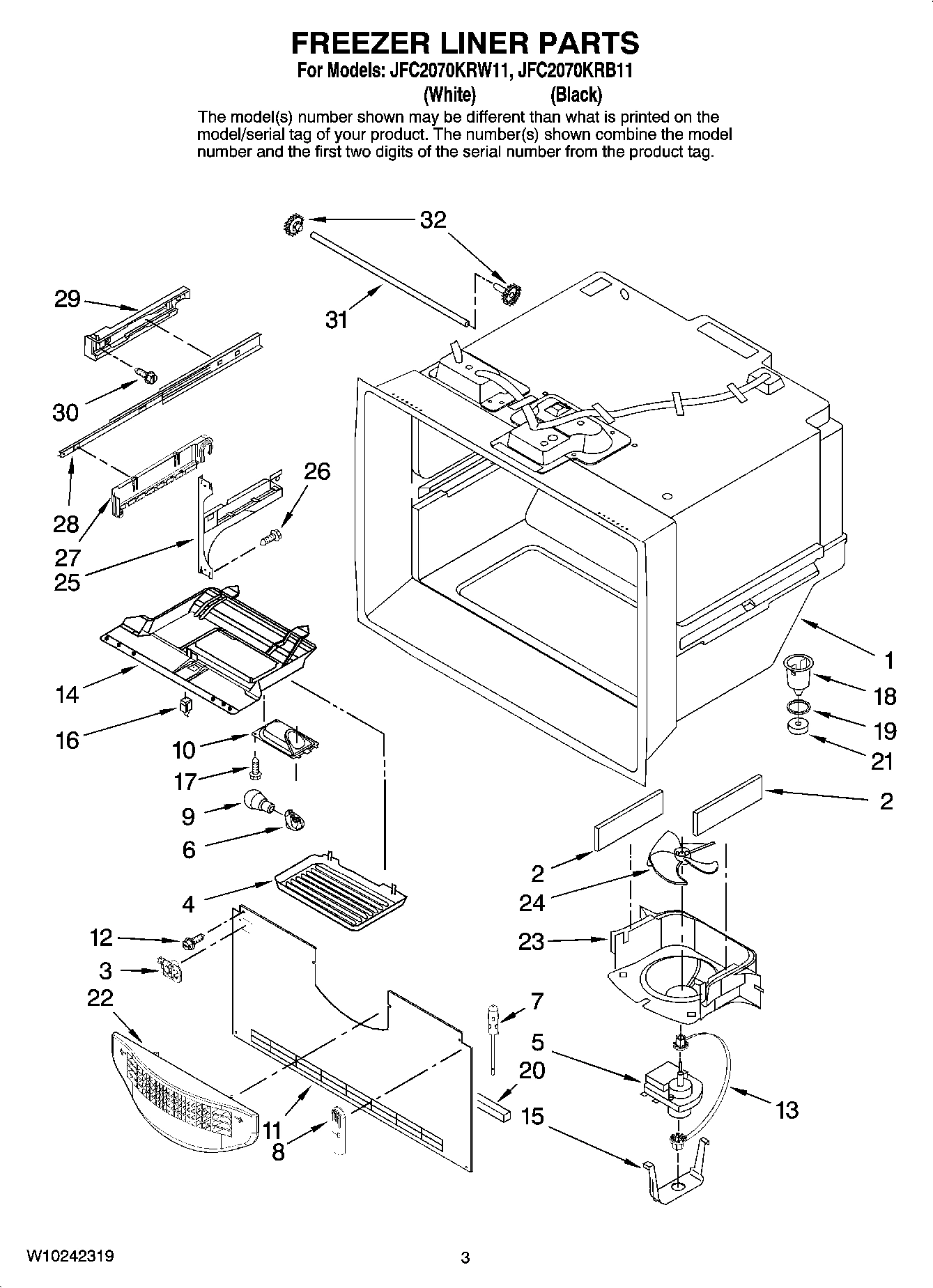 02 - FREEZER LINER PARTS