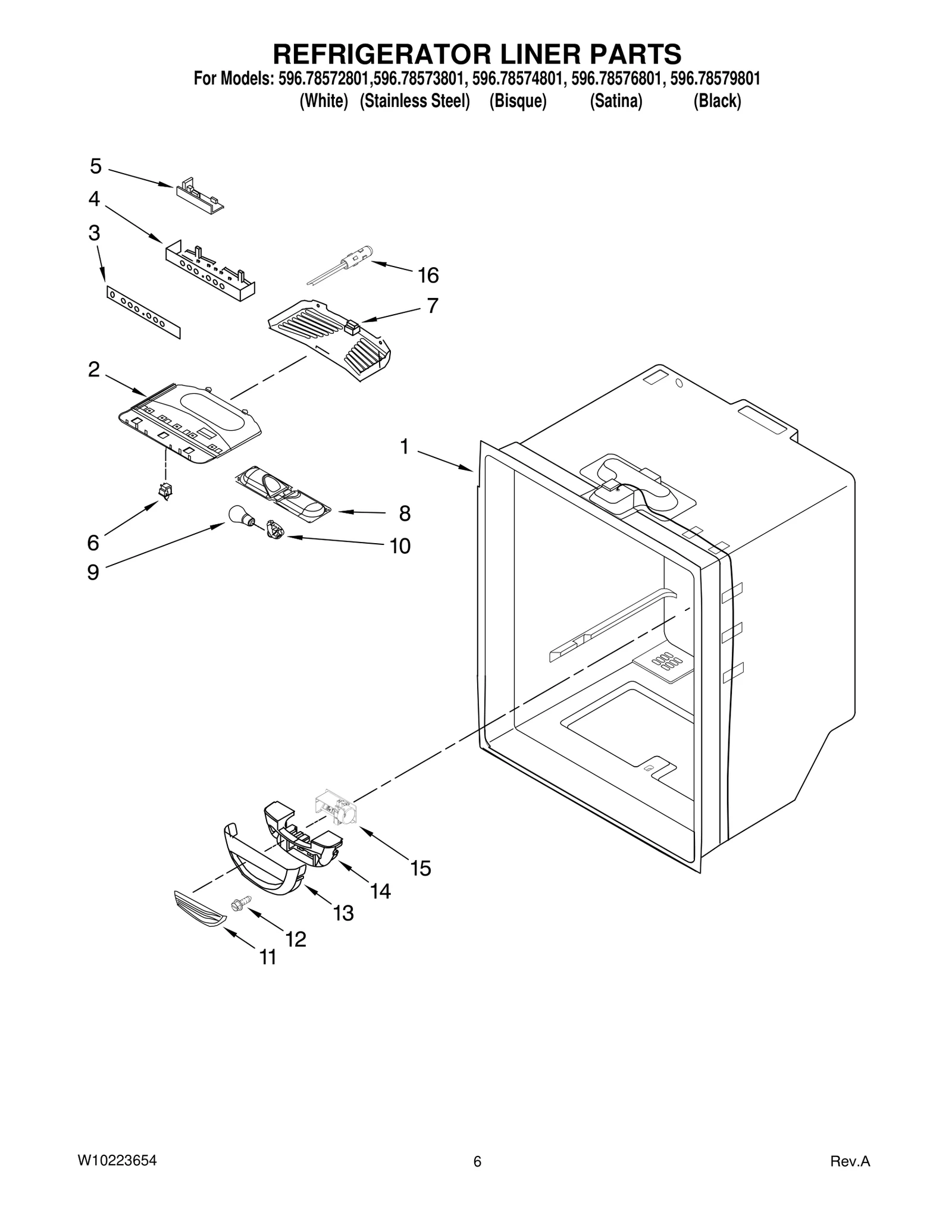 REFRIGERATOR LINER PARTS