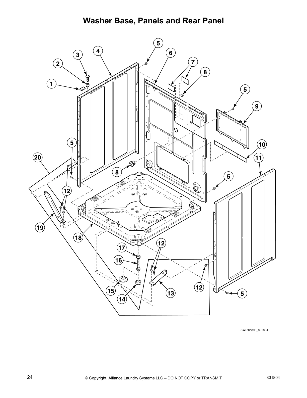 Washer Base, Panels and Rear Panel