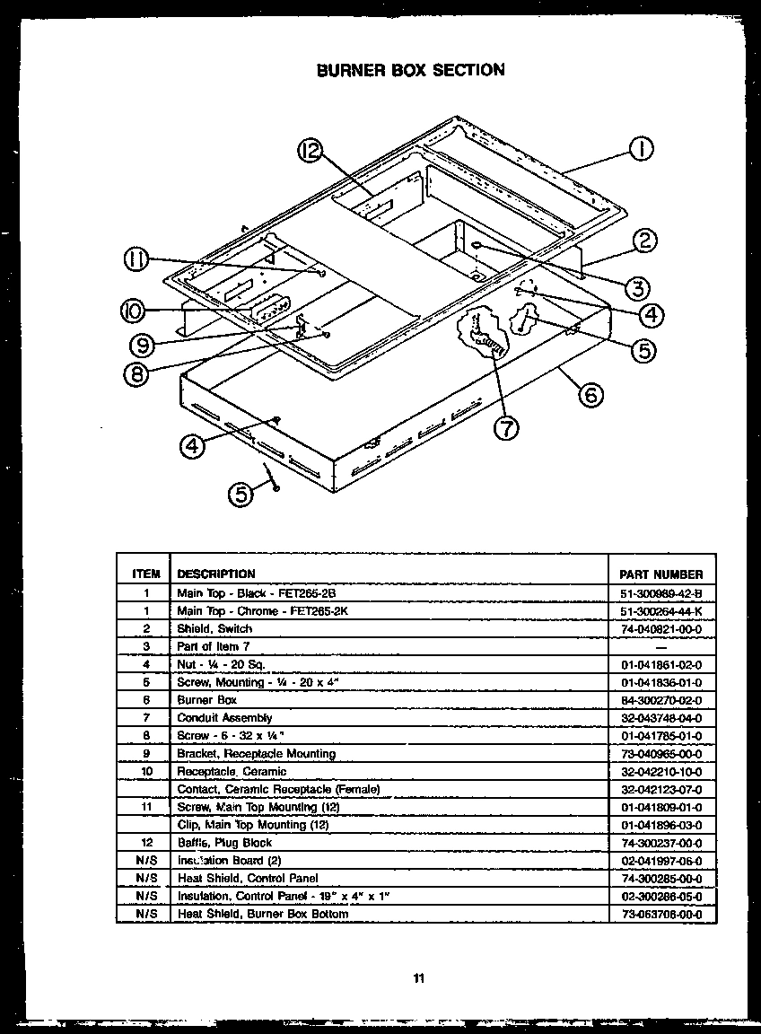 01 - BURNER BOX SECTION