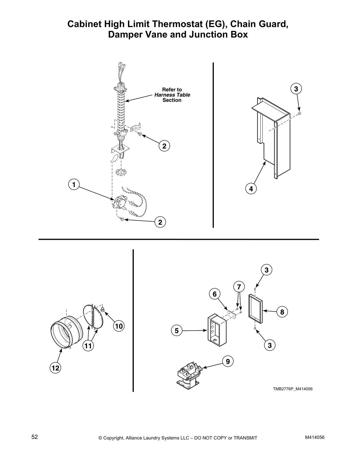 Cabinet High Limit Thermostat (EG), Chain Guard, 
Damper Vane and Junction Box