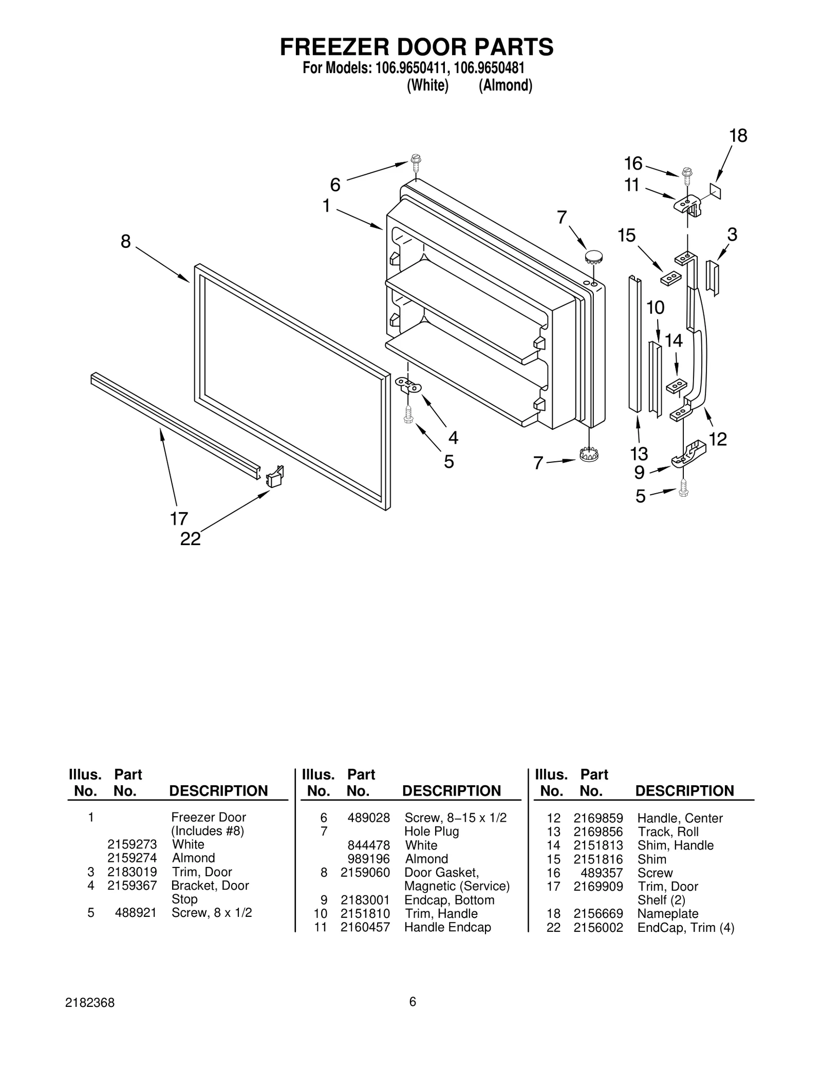 FREEZER DOOR PARTS