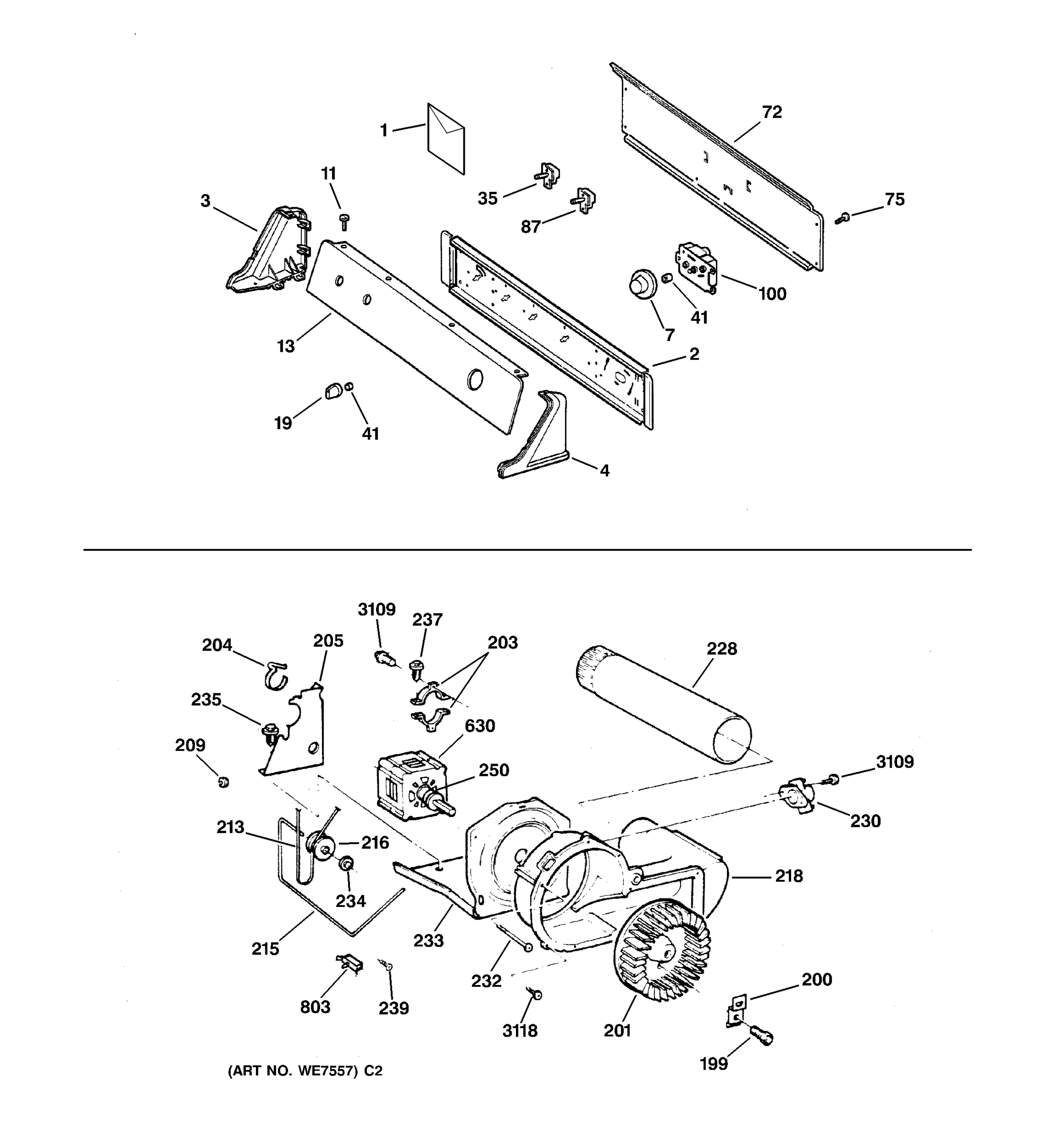 BACKSPLASH, BLOWER & DRIVE ASSEMBLY