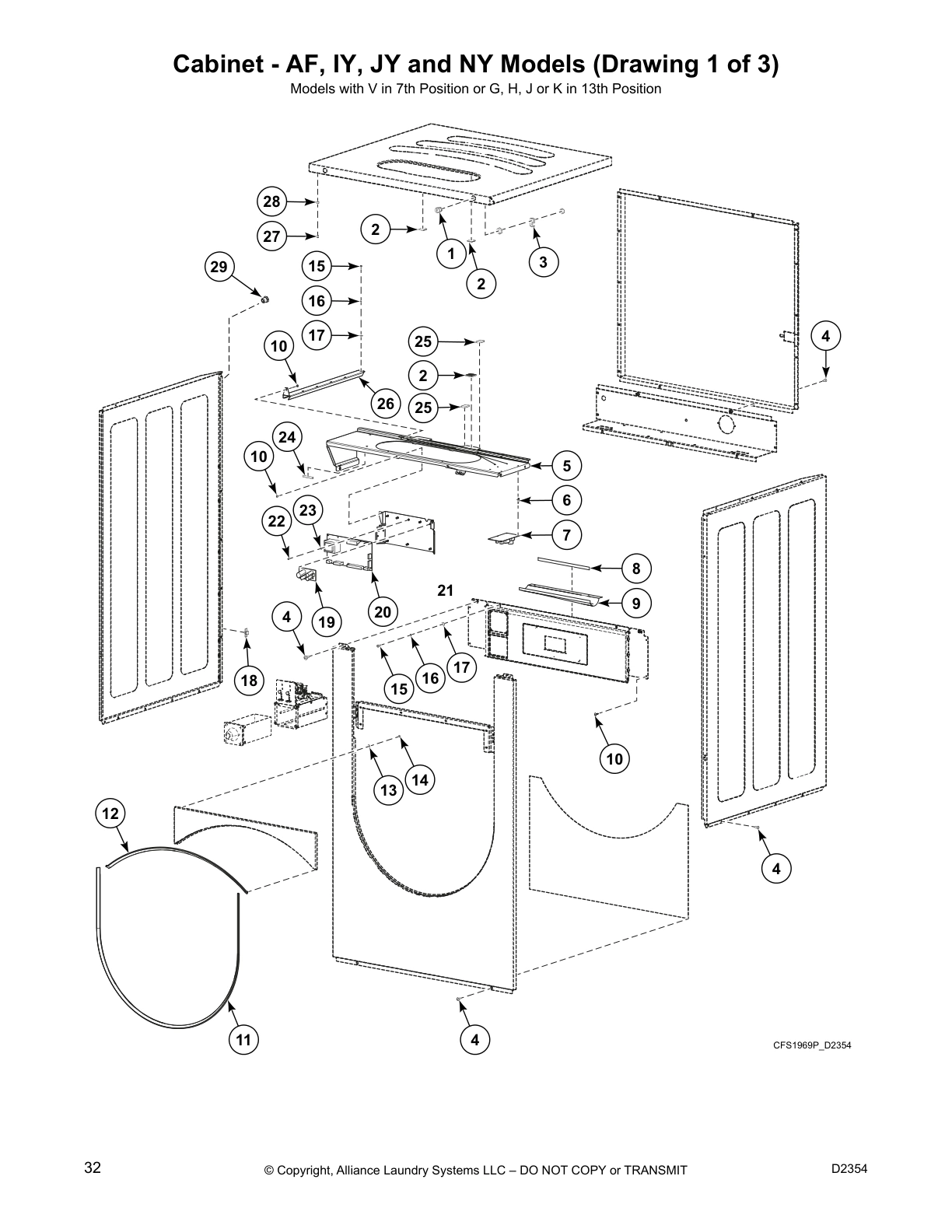 Cabinet - AF, IY, JY and NY Models (Drawing 1 of 3)