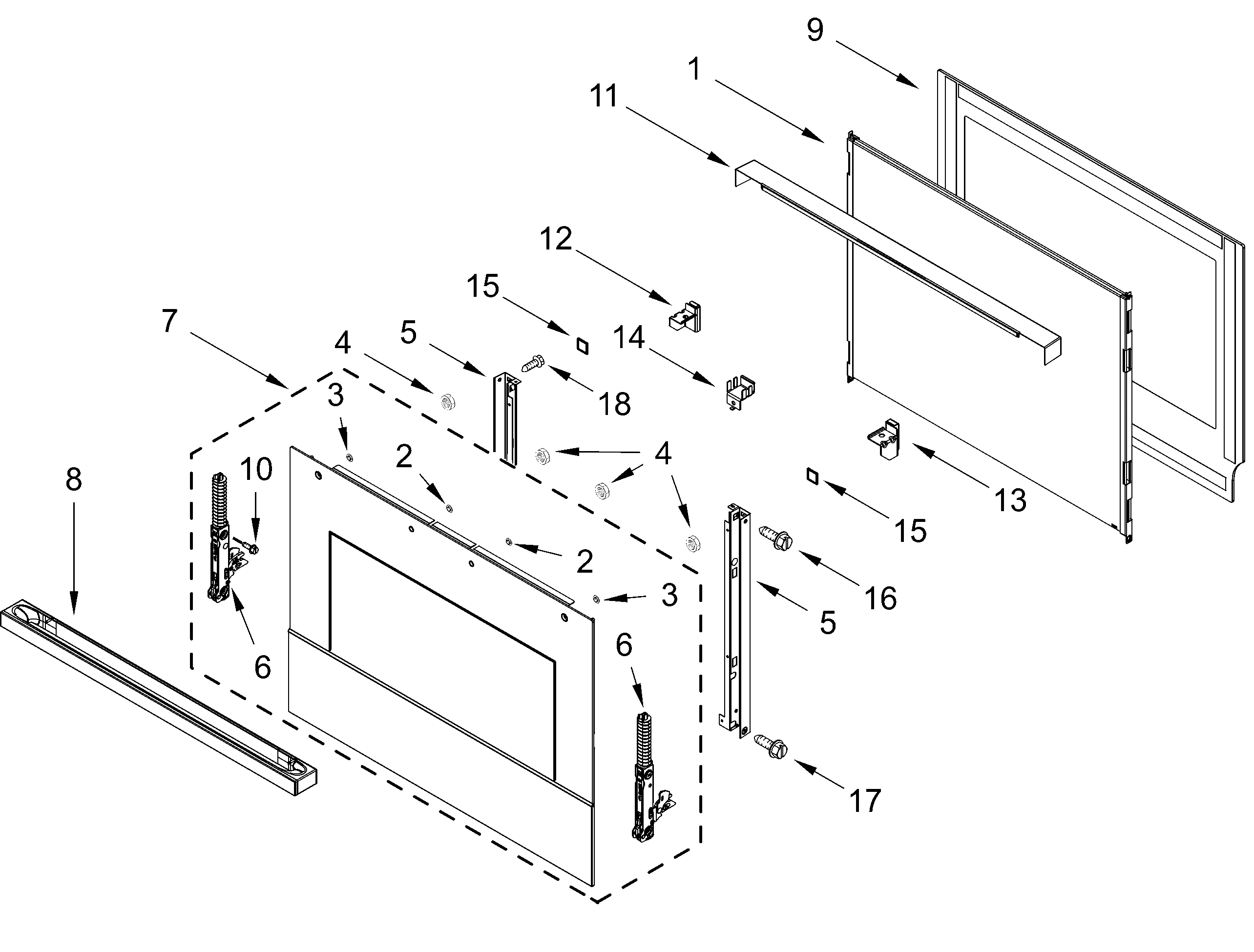 LOWER OVEN DOOR PARTS