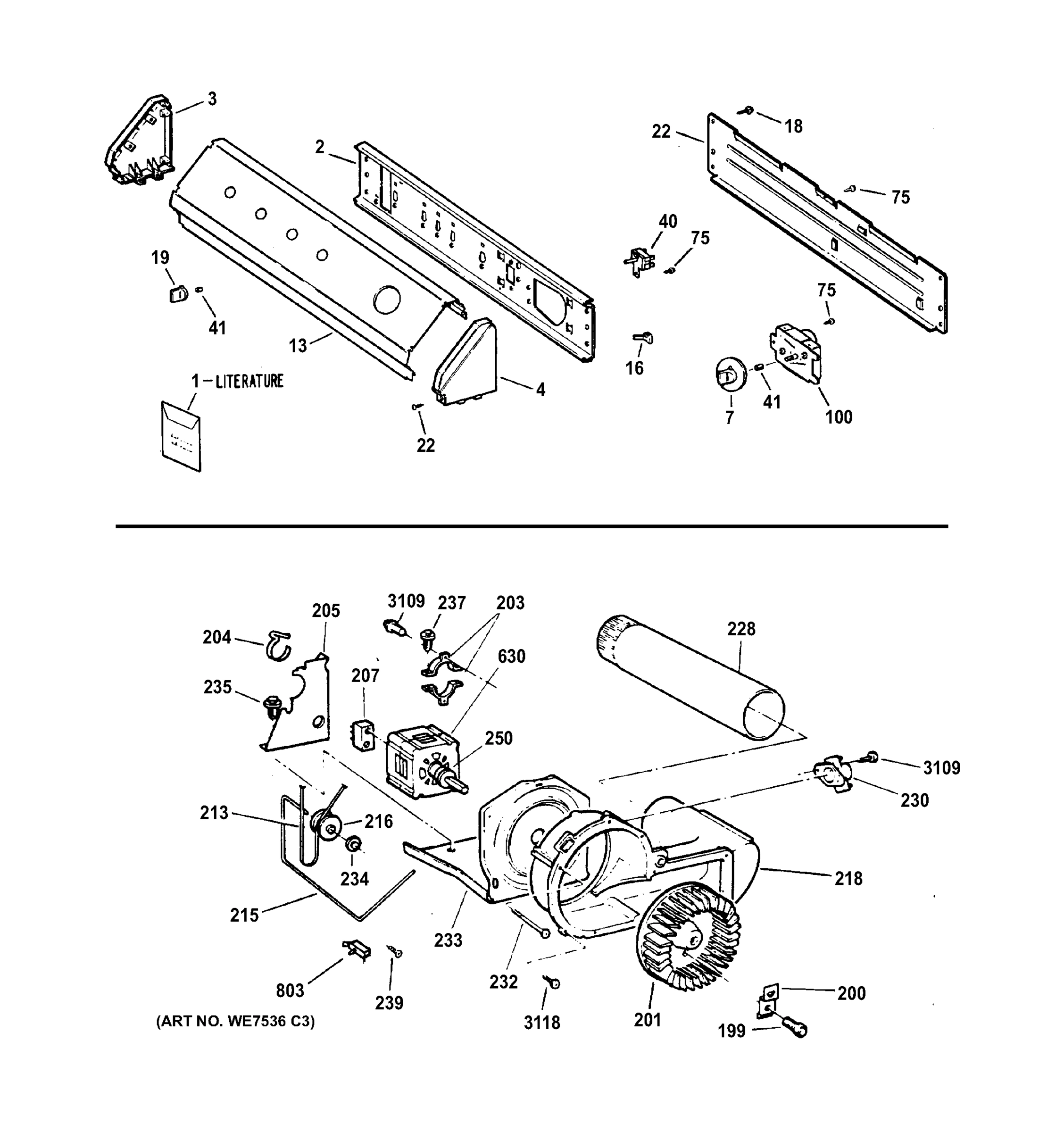 BACKSPLASH, BLOWER & DRIVE ASSEMBLY