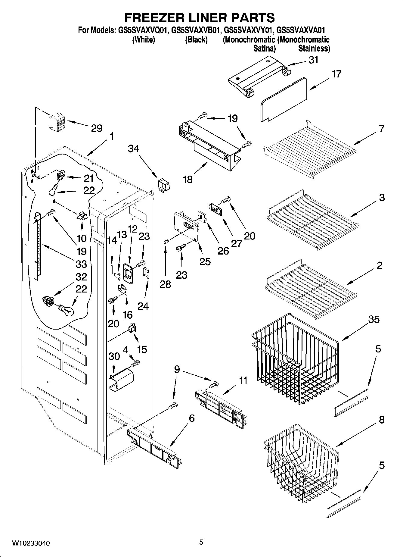 04 - FREEZER LINER PARTS