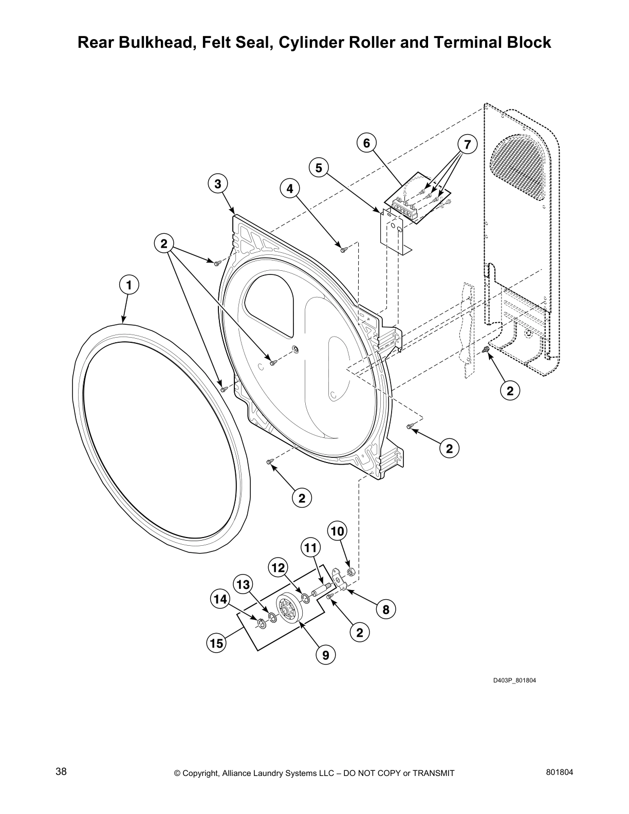 Rear Bulkhead, Felt Seal, Cylinder Roller and Terminal Block