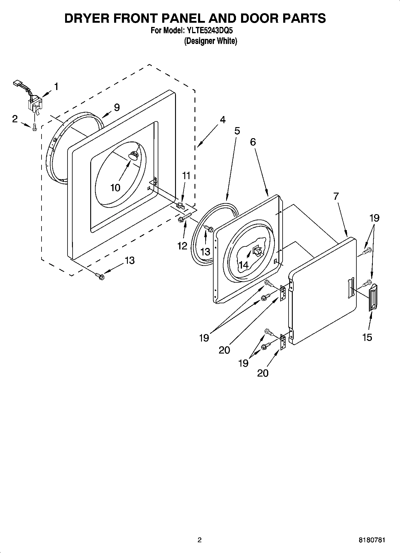 02 - DRYER FRONT PANEL AND DOOR PARTS